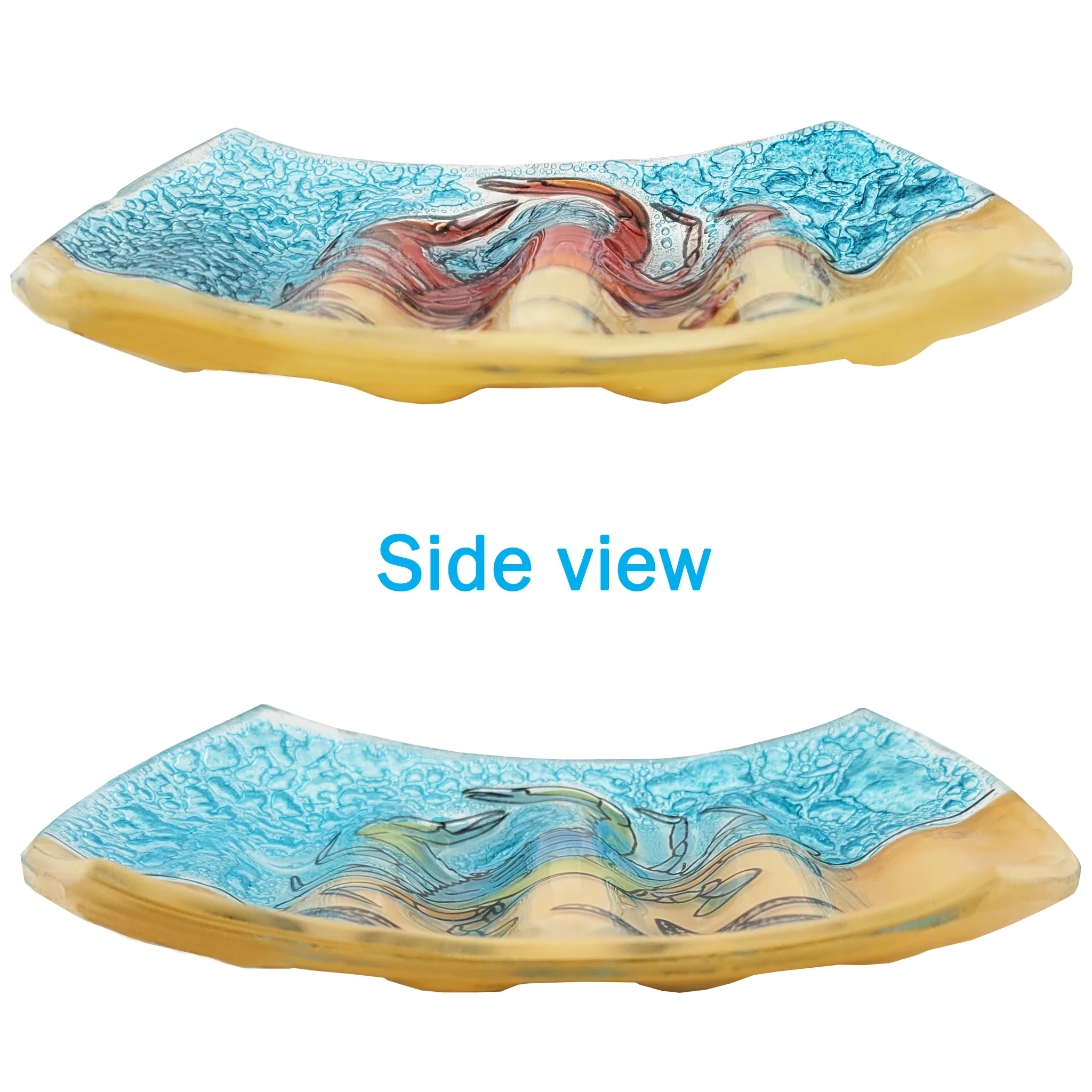 Crab at the Beach Glass Soap Dish - Blue or Red - Image 2