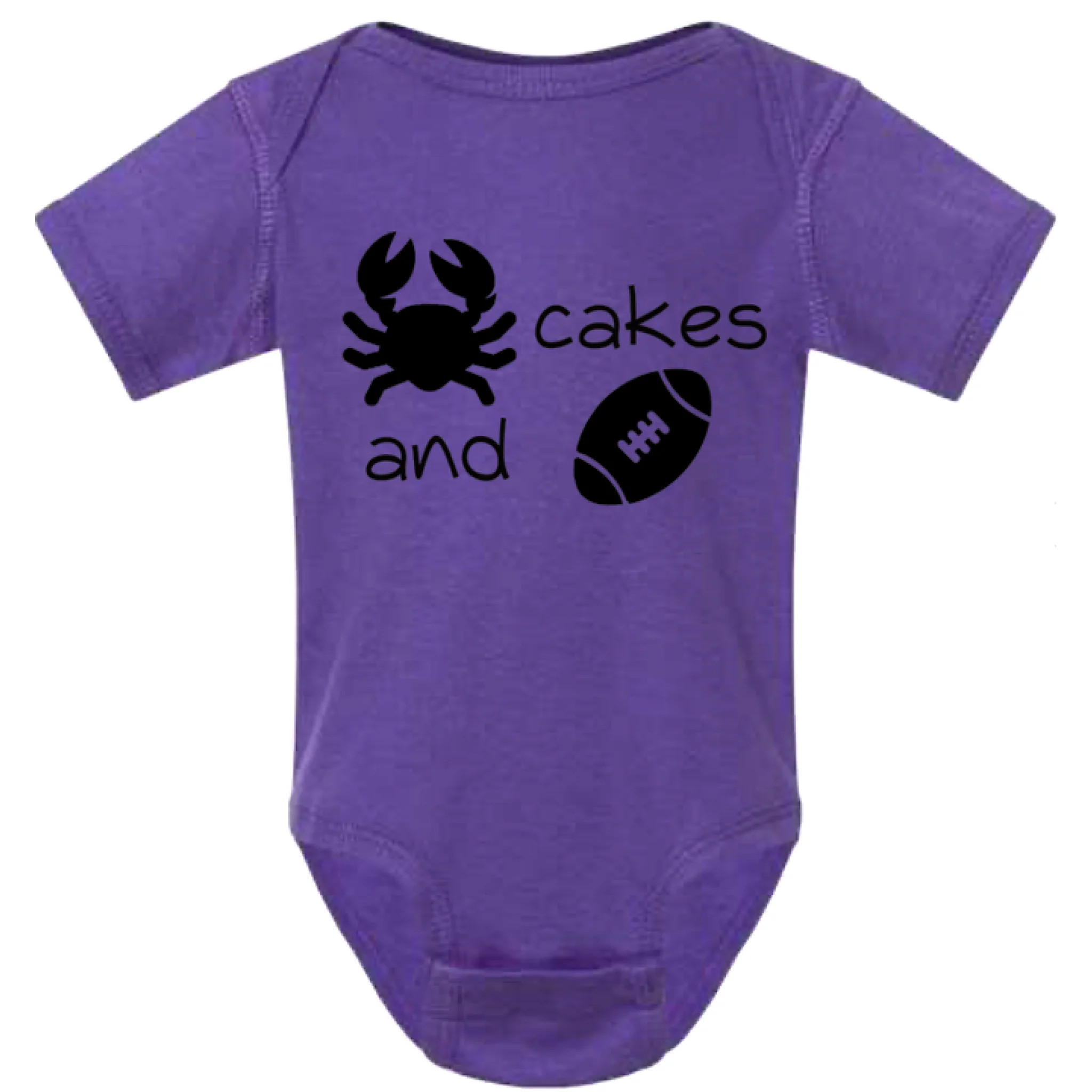 Crab Cakes and Football Purple Onesie