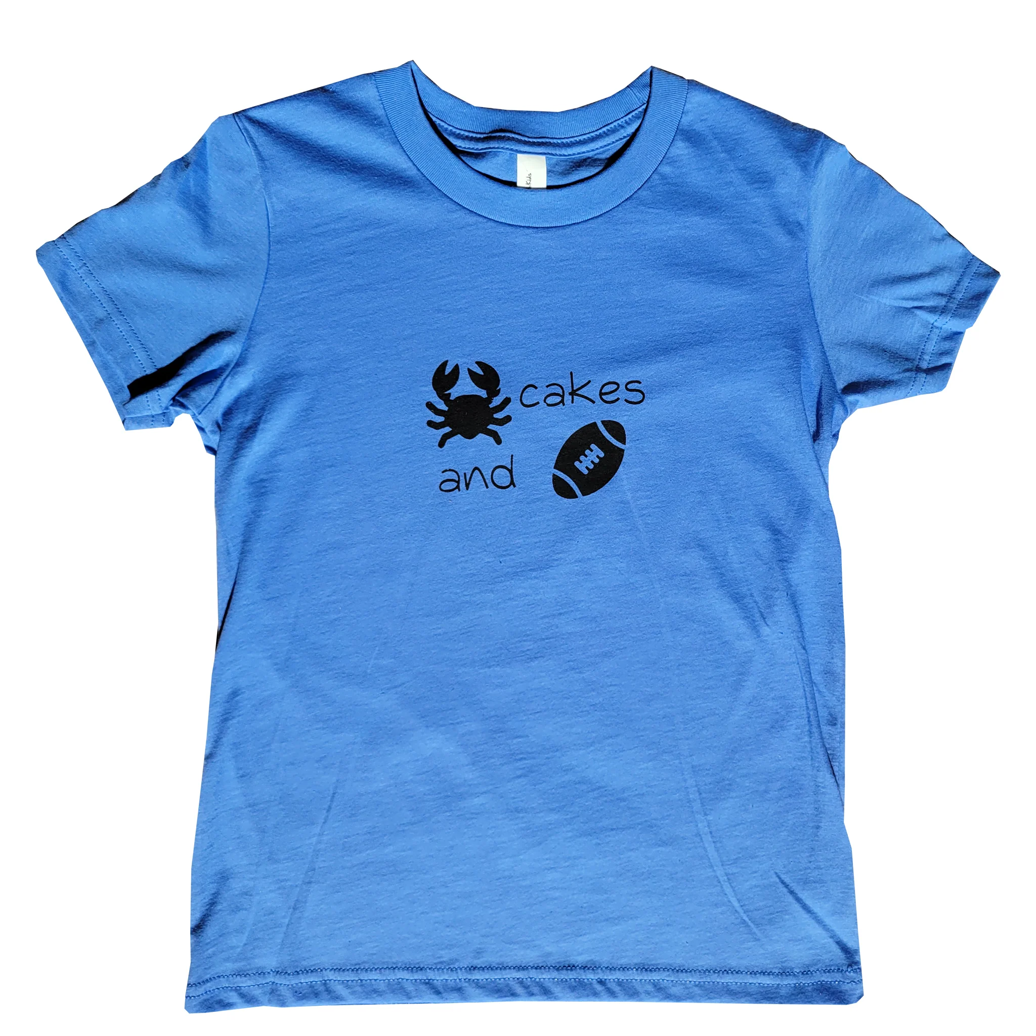 Crab Cakes and Football Youth Blue T-Shirt