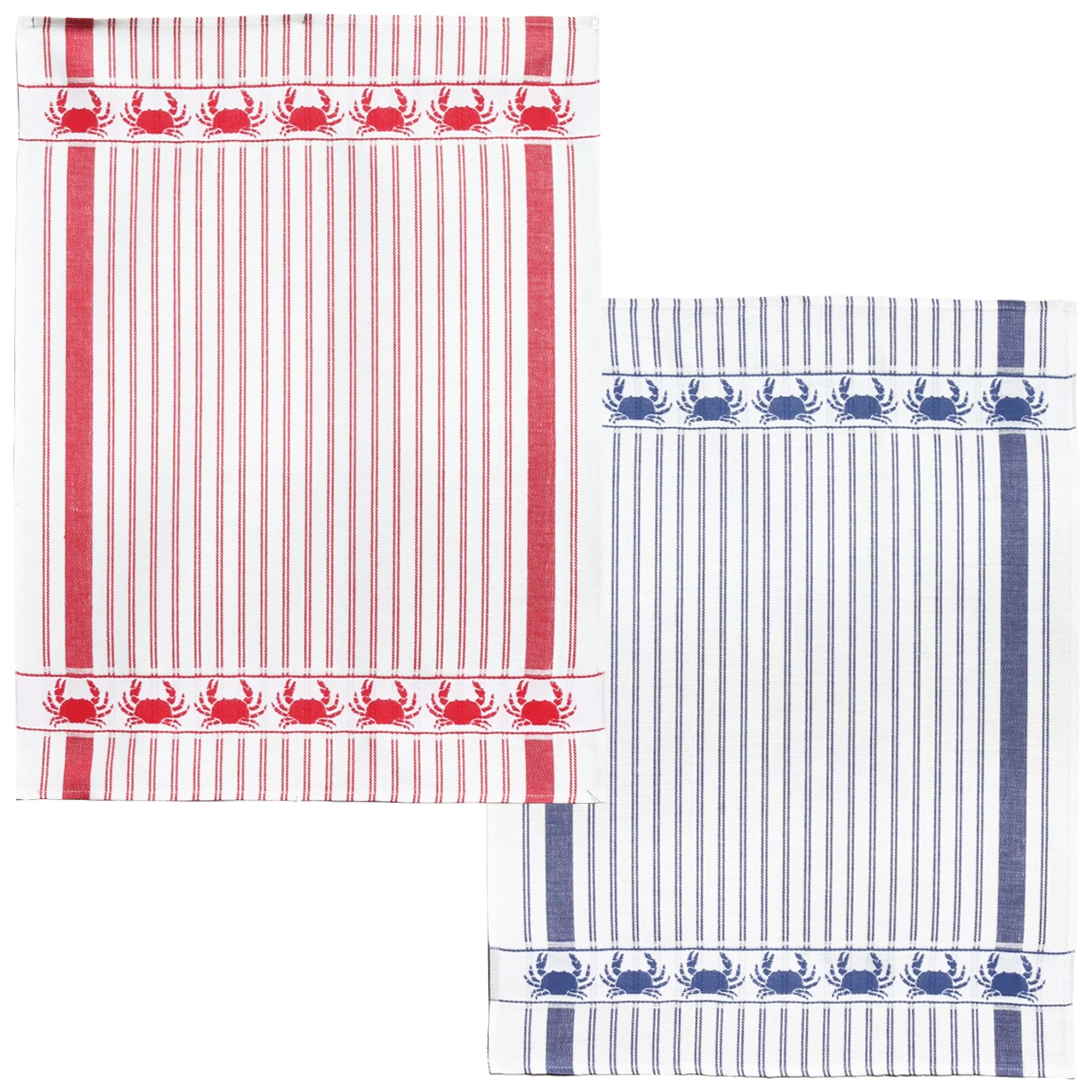 Crab Linen Blend Kitchen Towel - Blue or Red