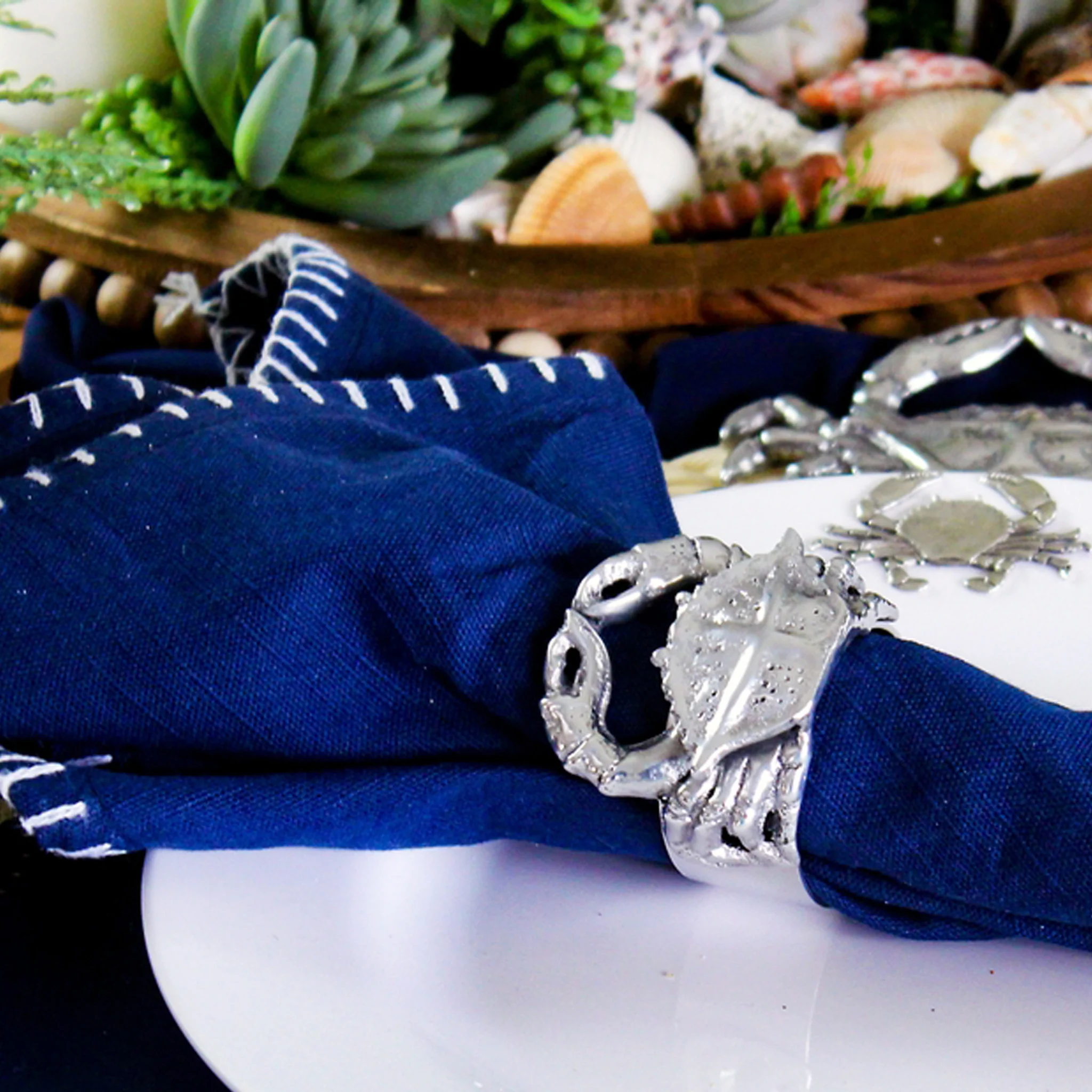 Crab Napkin Rings Set of 4 Sand-Cast Aluminum - Image 5