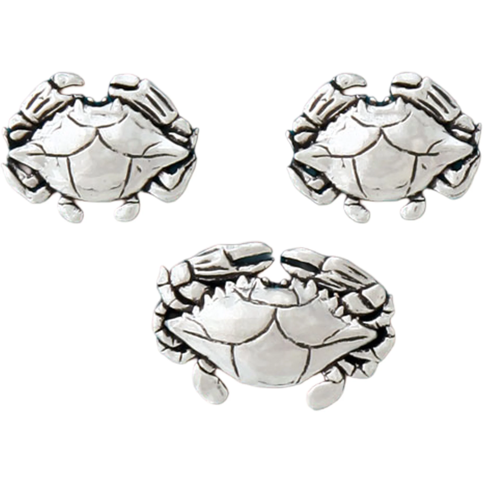 Crab Pewter Magnets Boxed Set of 3