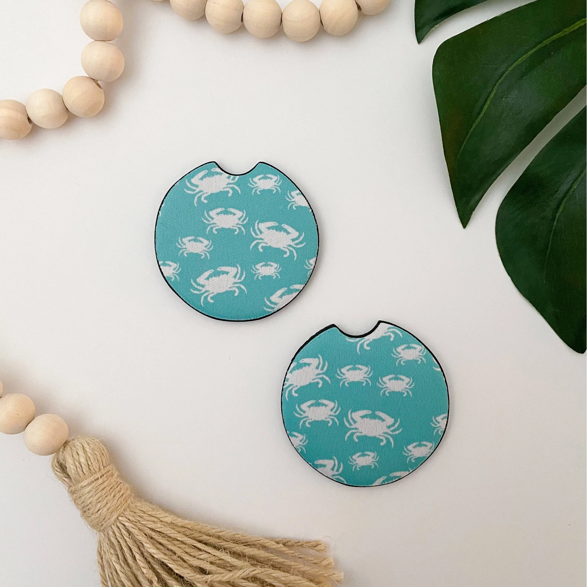 Crab Turquoise Car Coasters Set of 2 - Image 4