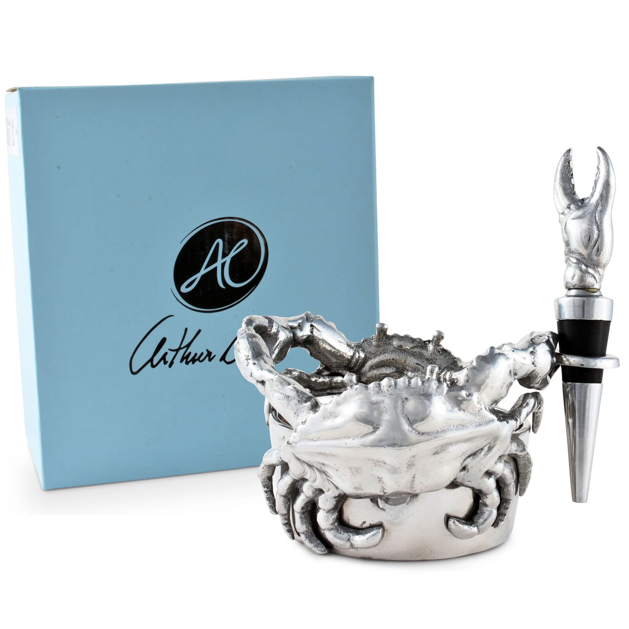 Crab Wine Caddy and Stopper Set Sand-Cast Aluminum - Image 3