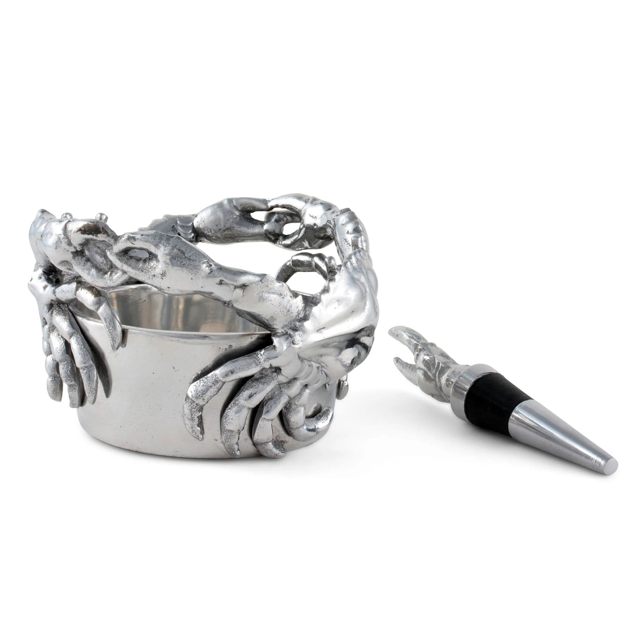 Crab Wine Caddy and Stopper Set Sand-Cast Aluminum - Image 4