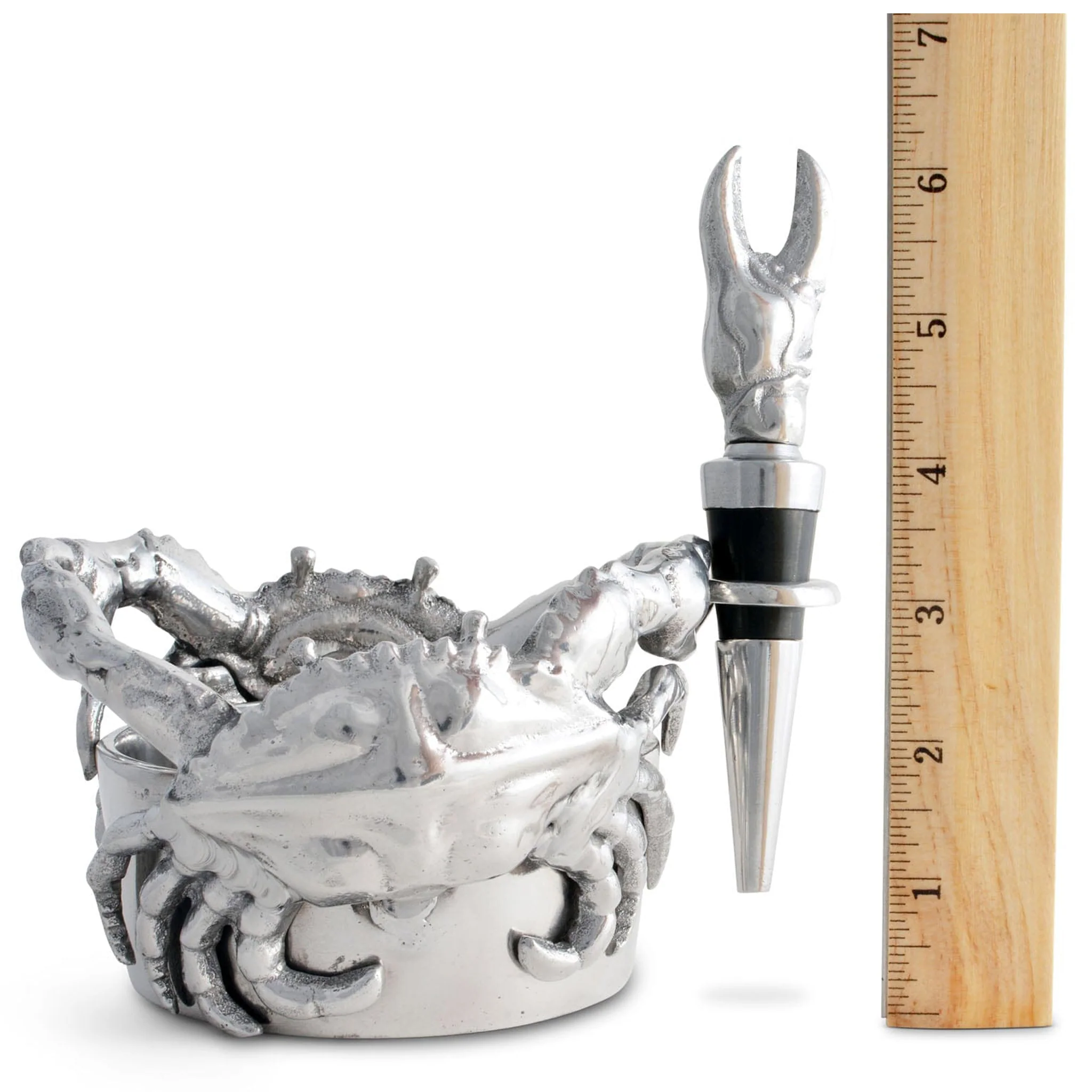 Crab Wine Caddy and Stopper Set Sand-Cast Aluminum - Image 5