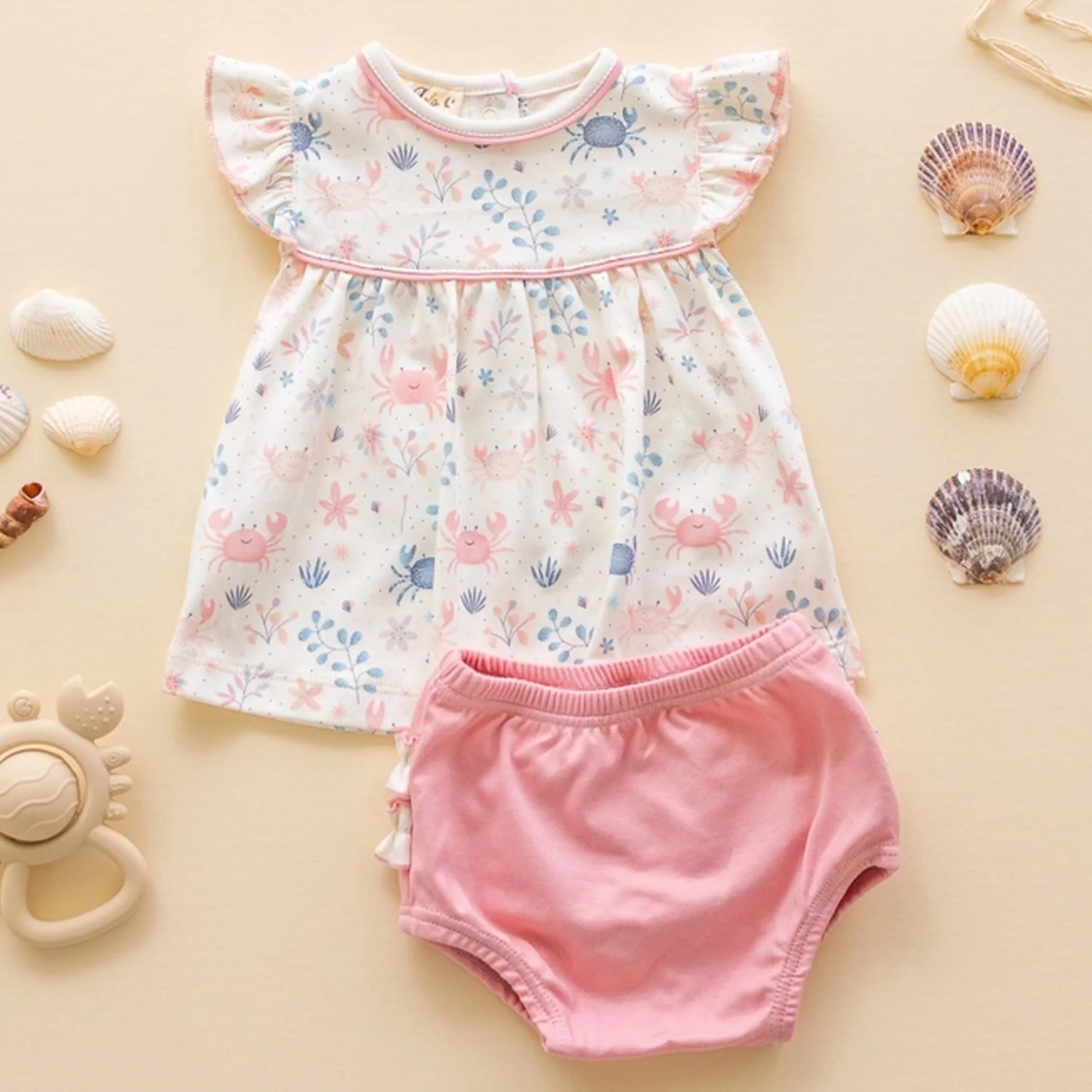 Crabby Cove Diaper Cover Set Dusty Rose - Image 3