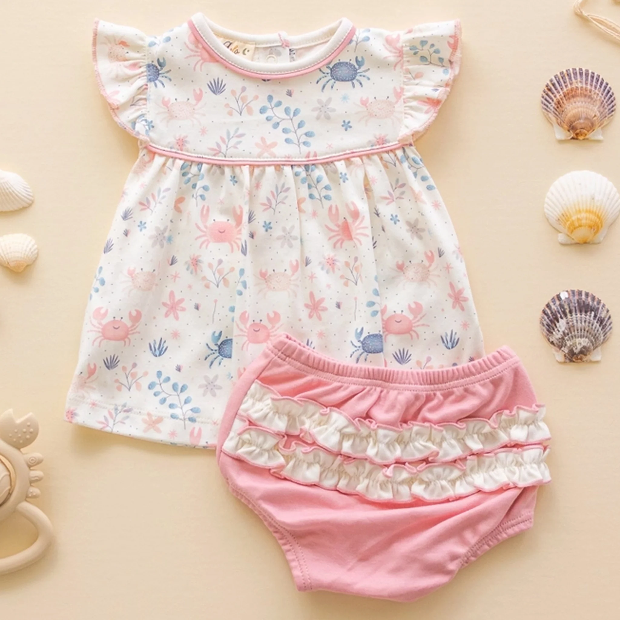 Crabby Cove Diaper Cover Set Dusty Rose - Image 4