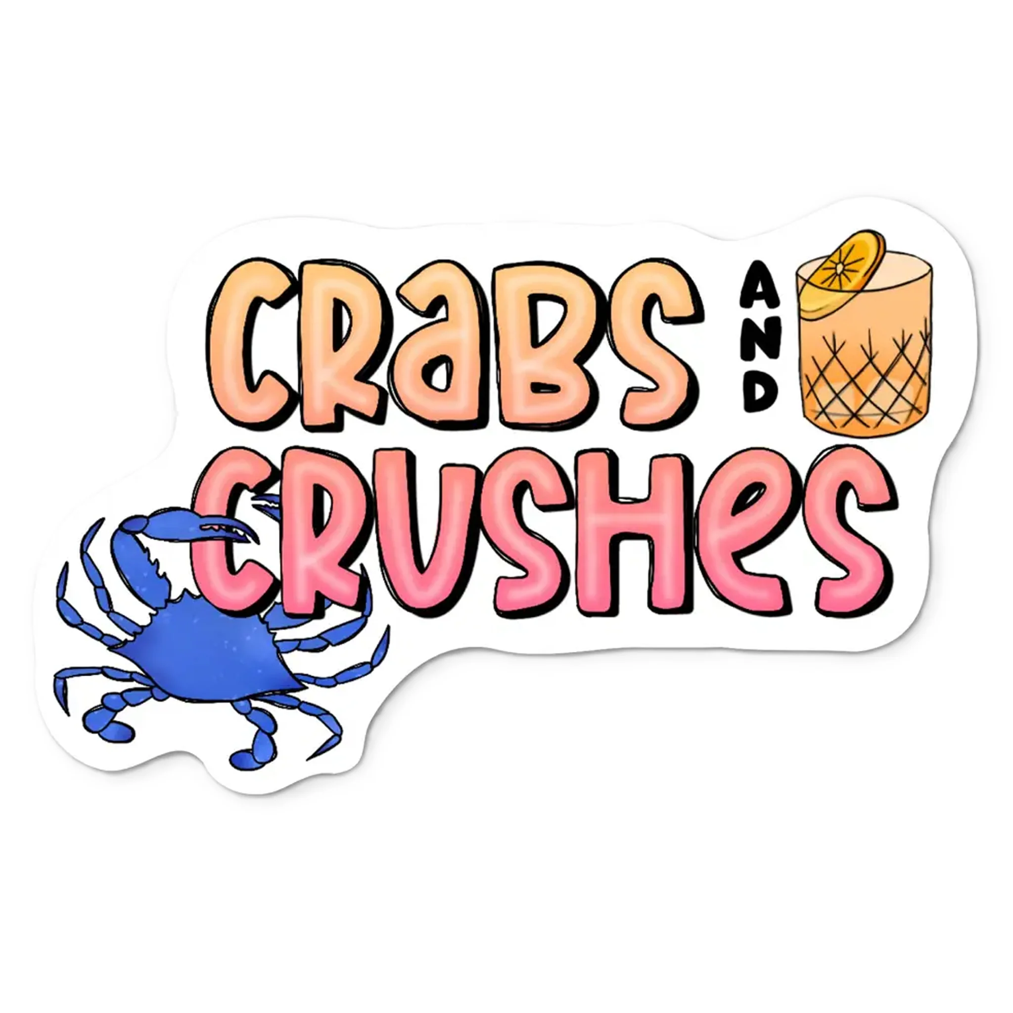Crabs and Crushes Die Cut Vinyl Sticker