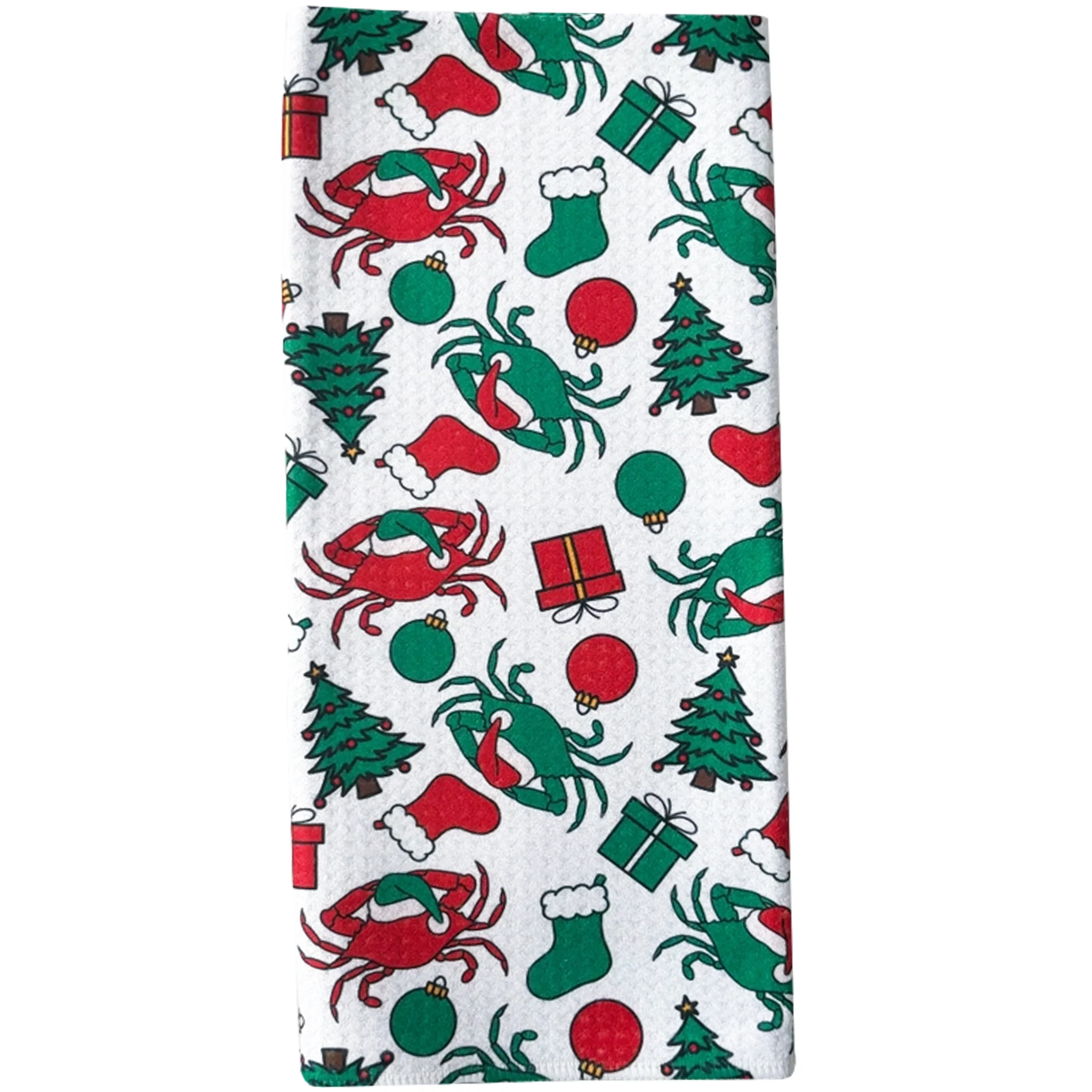 Crabby Christmas Full Print Kitchen Towel