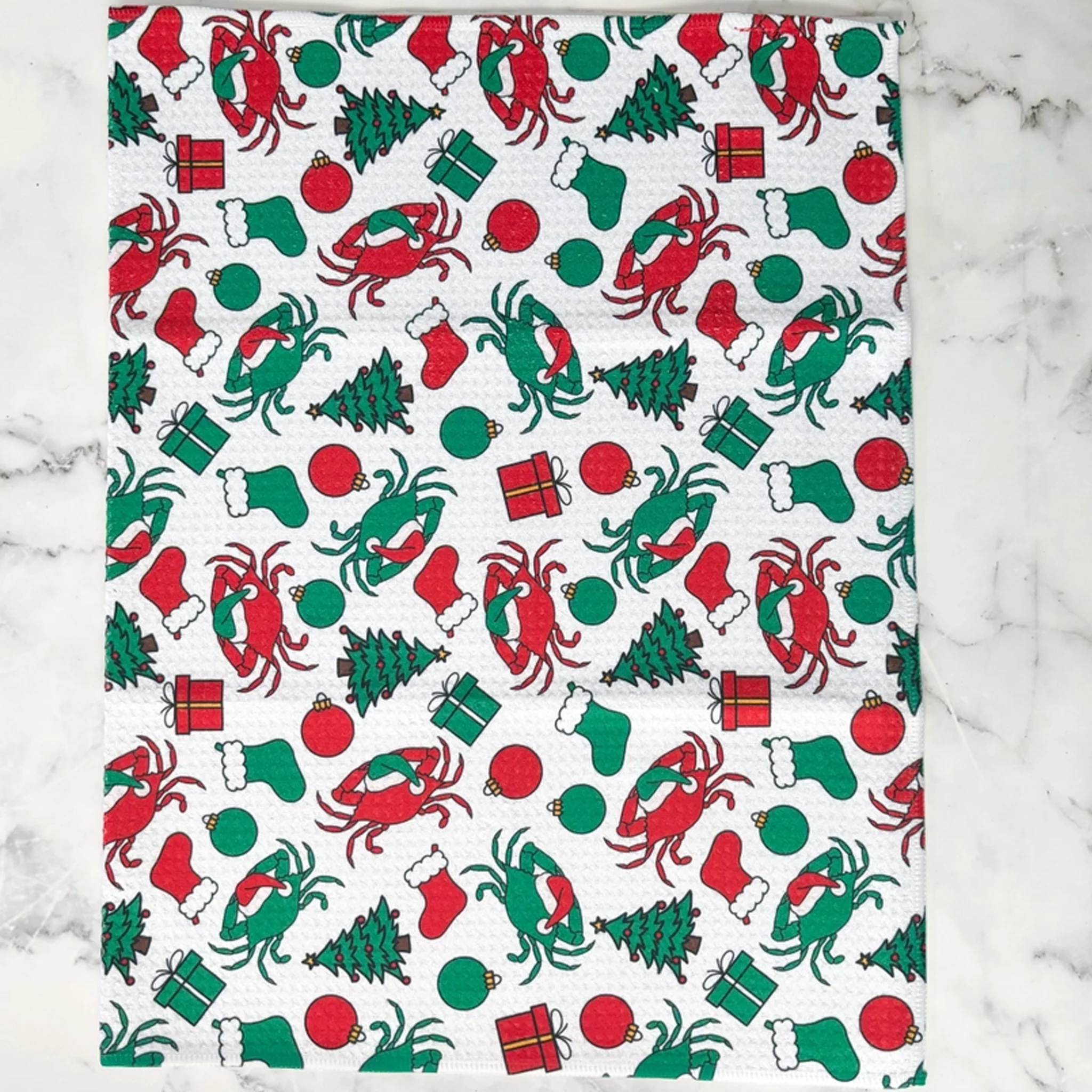 Crabby Christmas Full Print Kitchen Towel - Image 2