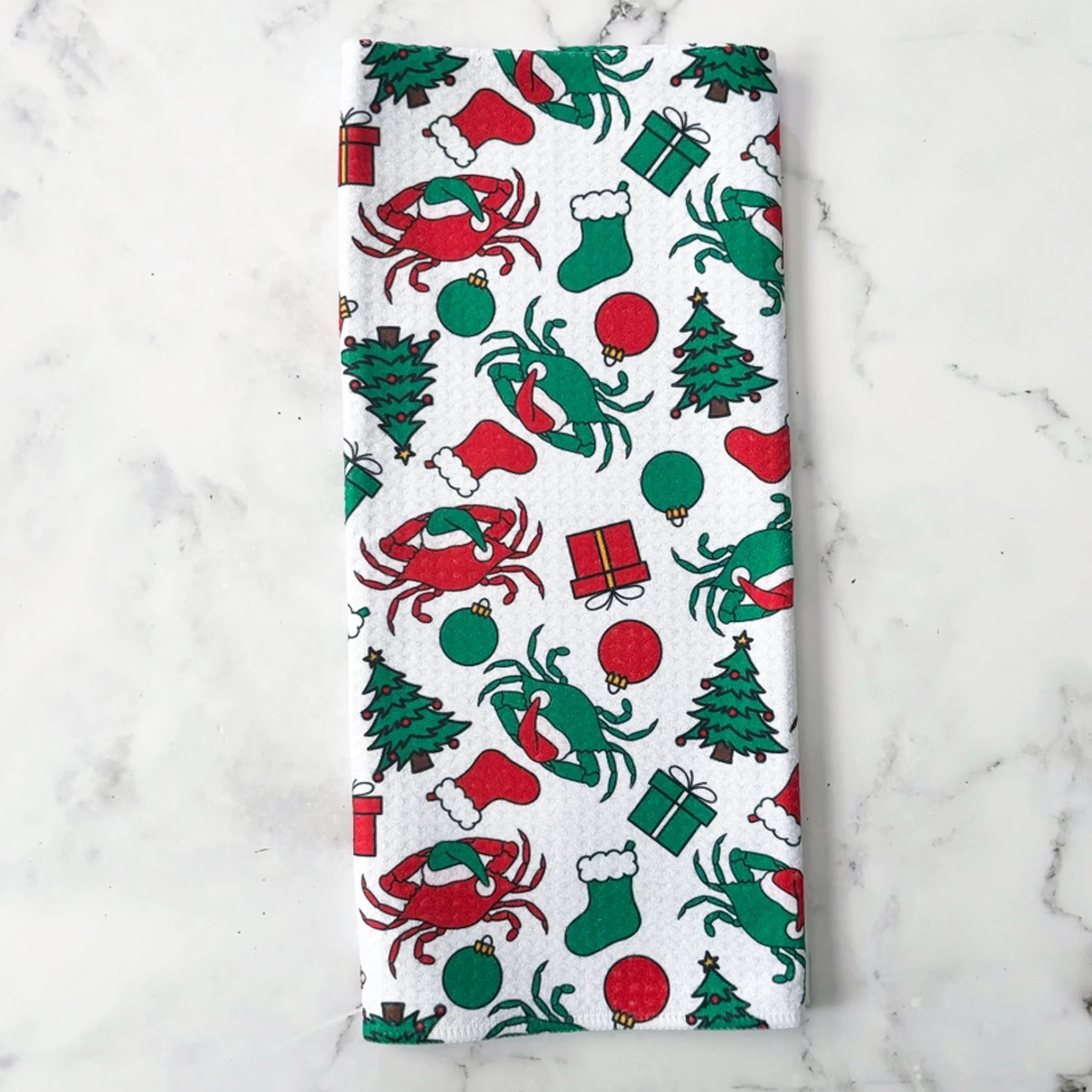 Crabby Christmas Full Print Kitchen Towel - Image 3