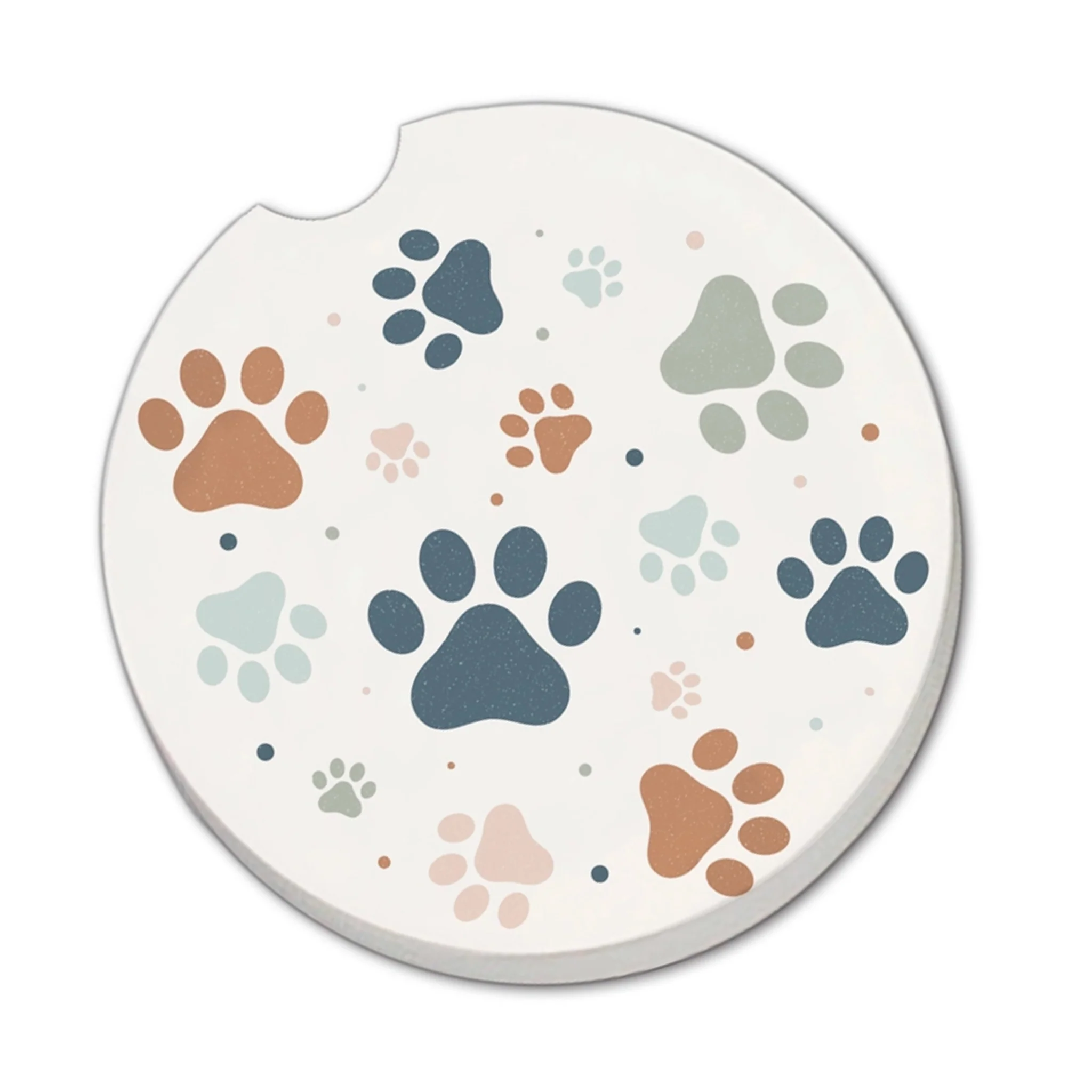 Dog Paw Prints Absorbent Stone Car Coaster