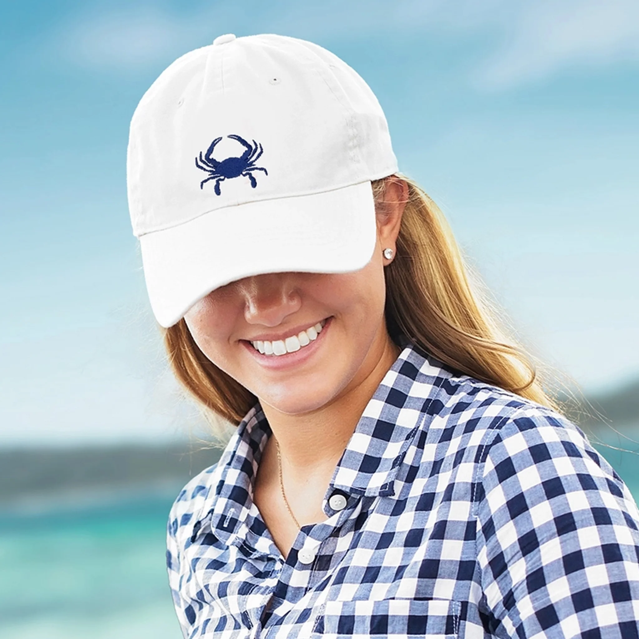Embroidered Blue Crab Baseball Hat - Assorted Colors - Image 2