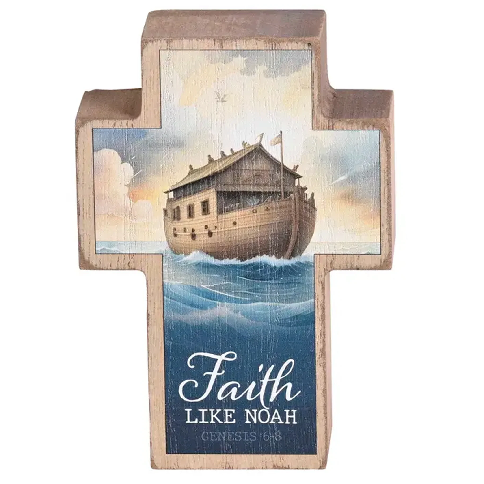 Faith Like Noah Cross Tabletop Wood Block - Image 2