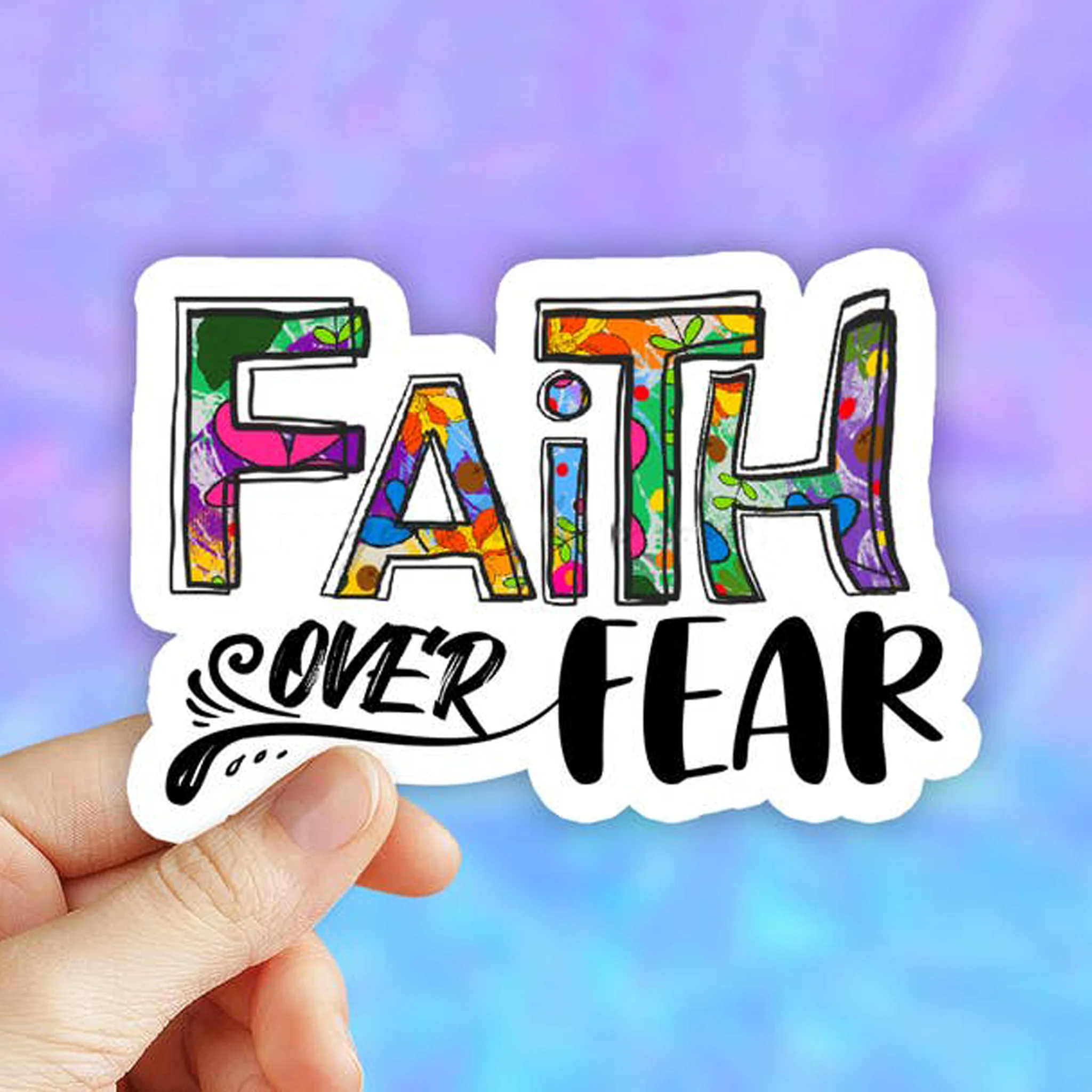 Faith Over Fear Vinyl Sticker - Image 2