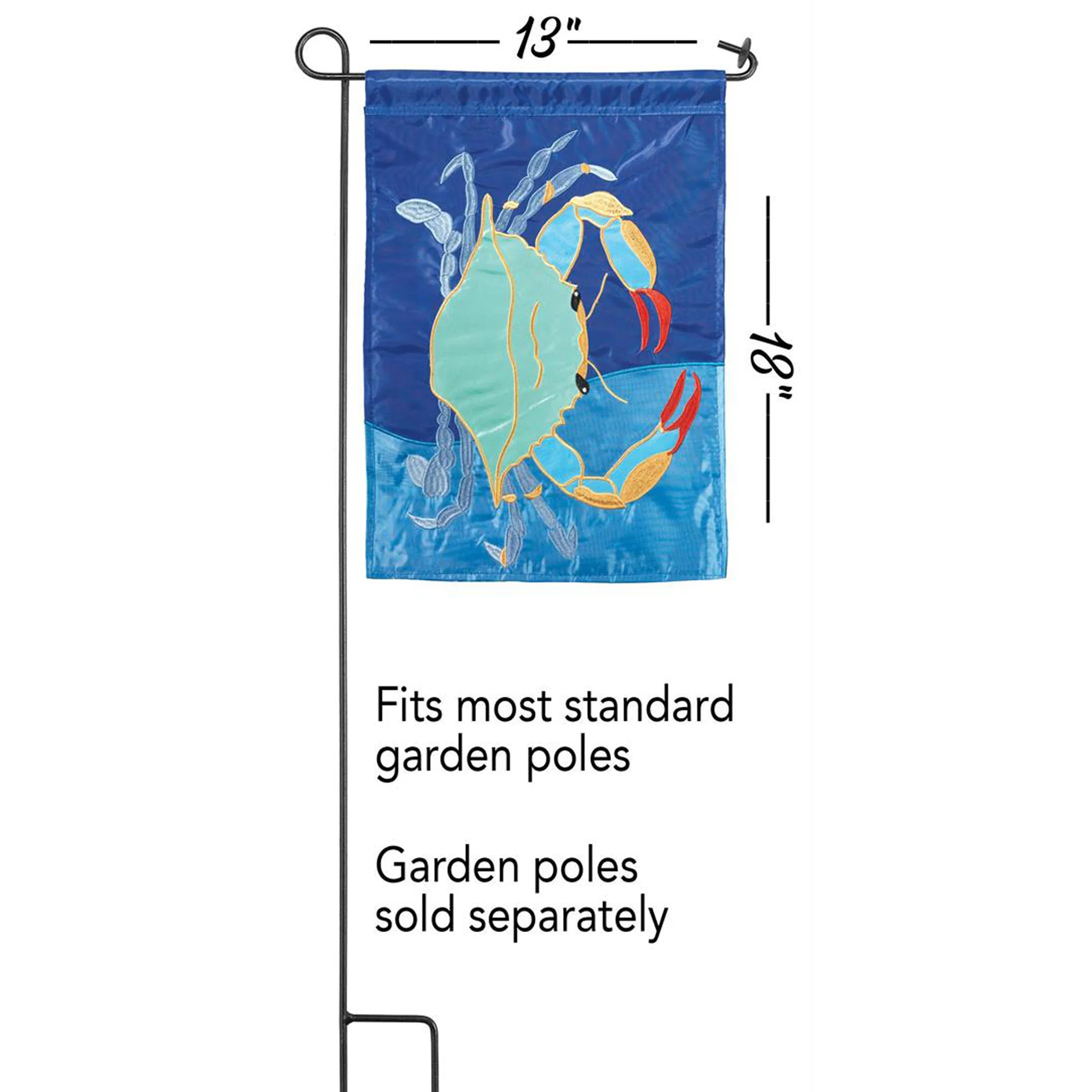 Female Blue Crab Applique Garden Flag - Image 2