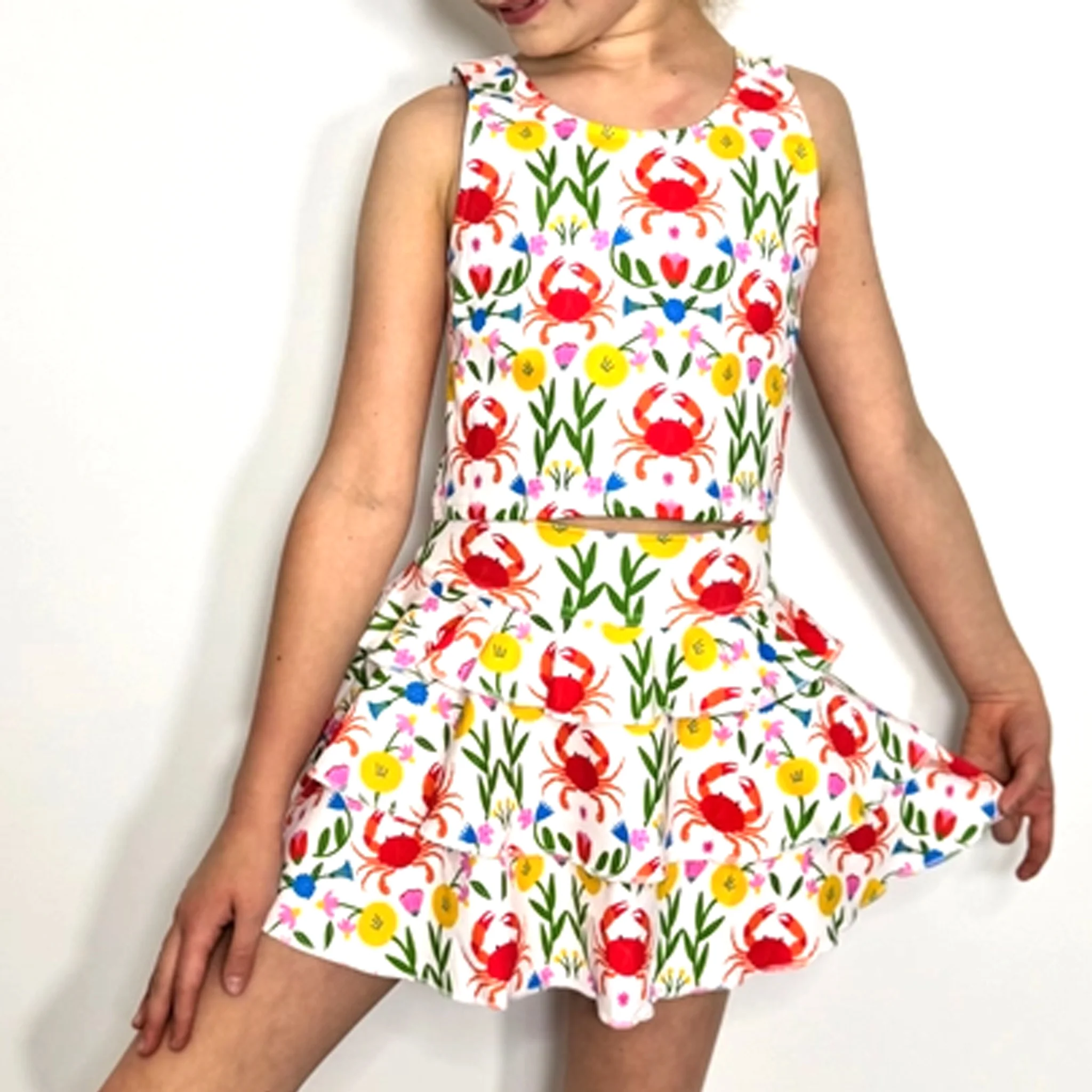 Fiesta Crab Girls Top & Ruffle Skort Set - Image 3