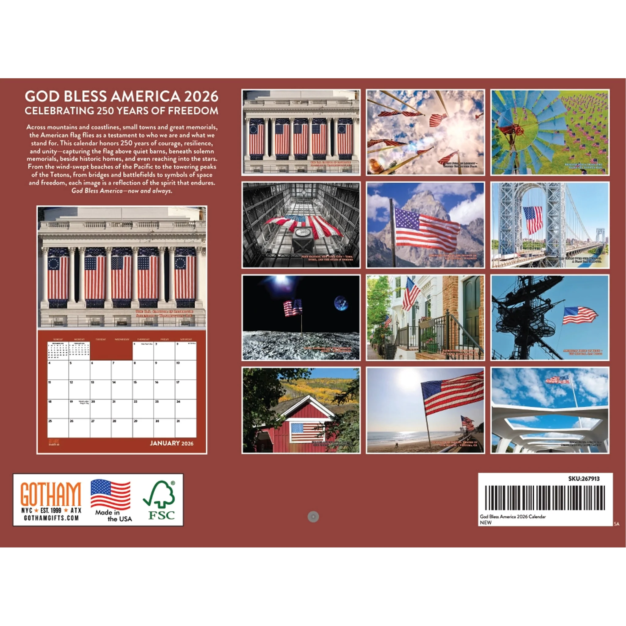 God Bless America 2026 Wall Calendar 12" x 18" *SALE* - Image 2