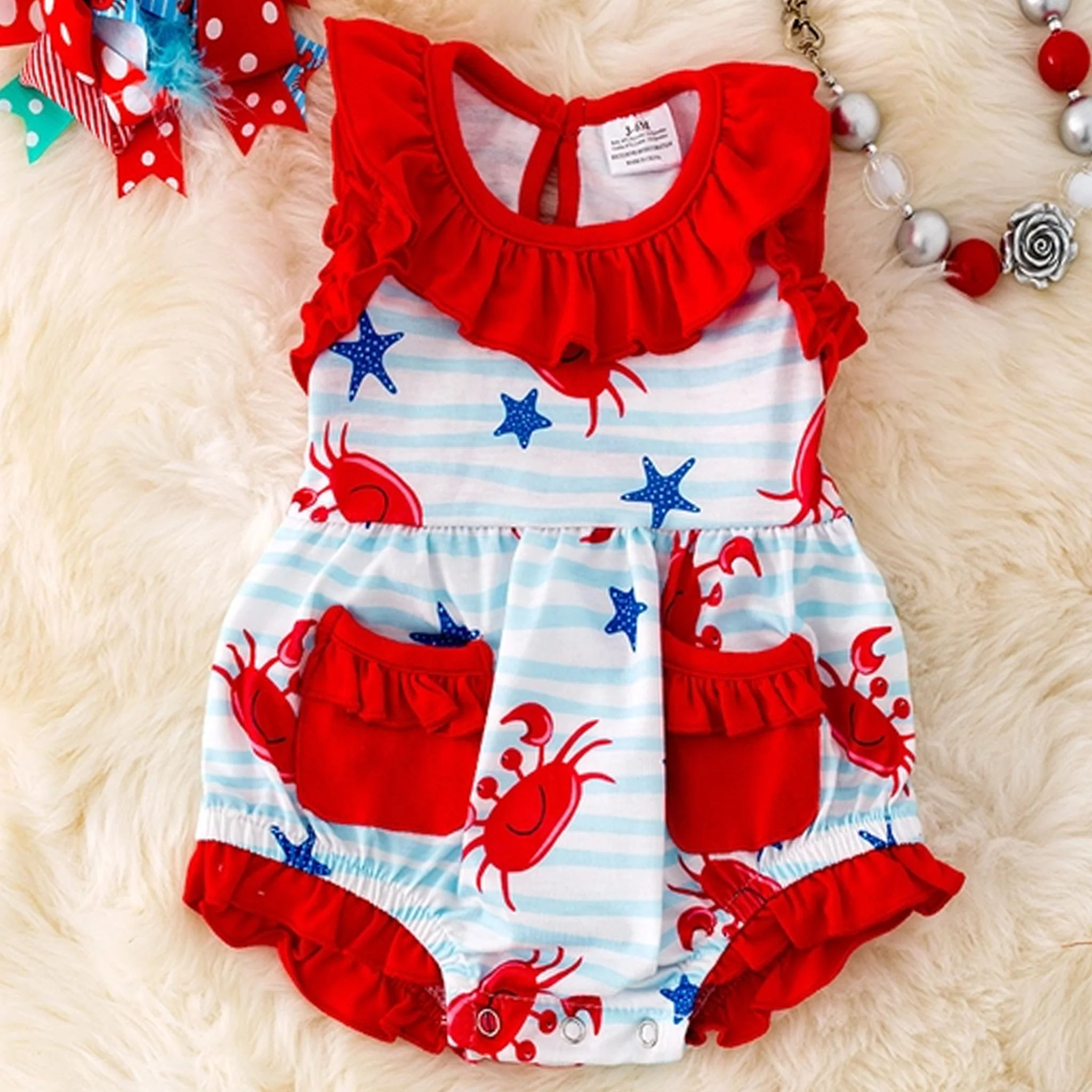 Happy Crab Ruffle Trim Onesie - Image 2