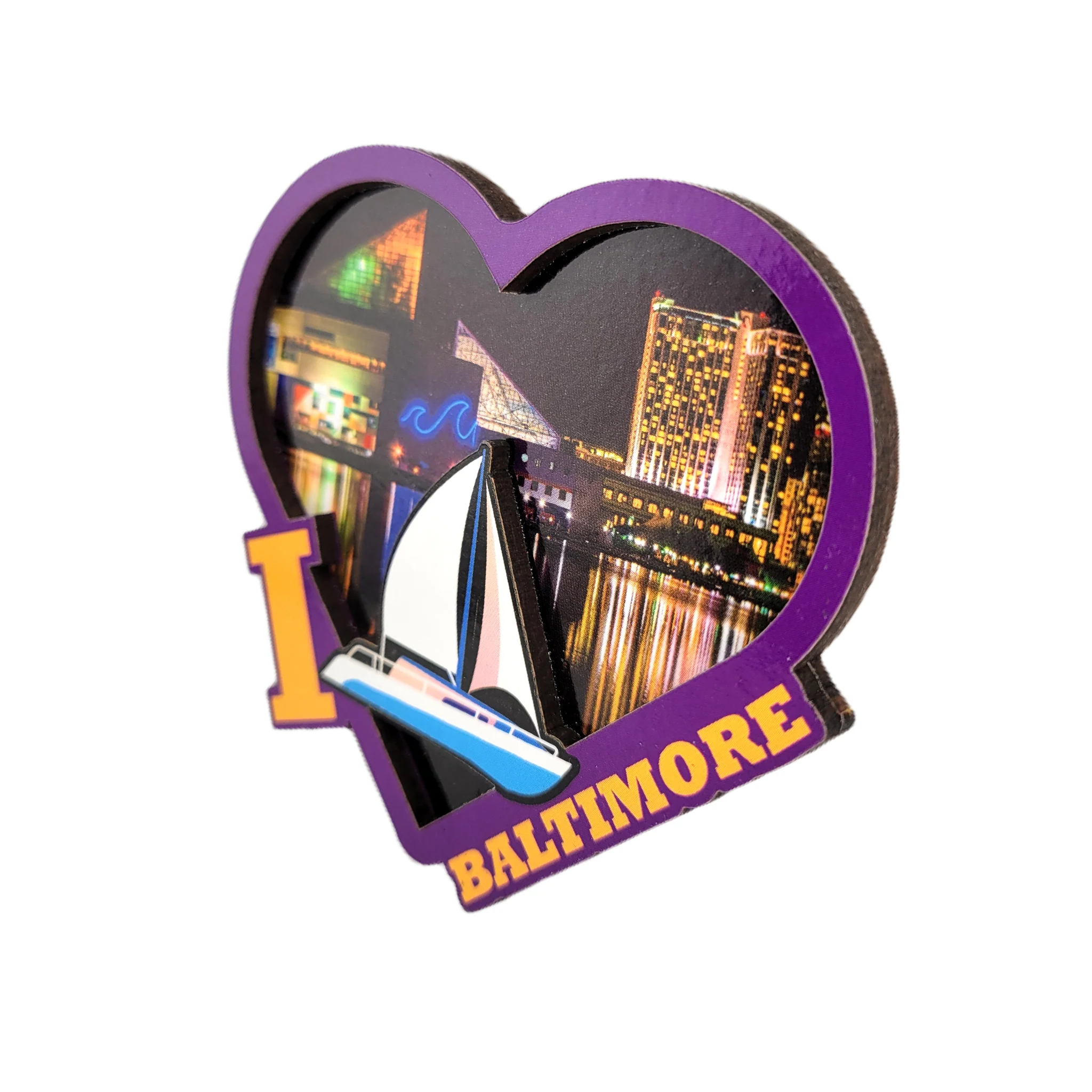 I Love Baltimore Heart and Sailboat Magnet - Image 2
