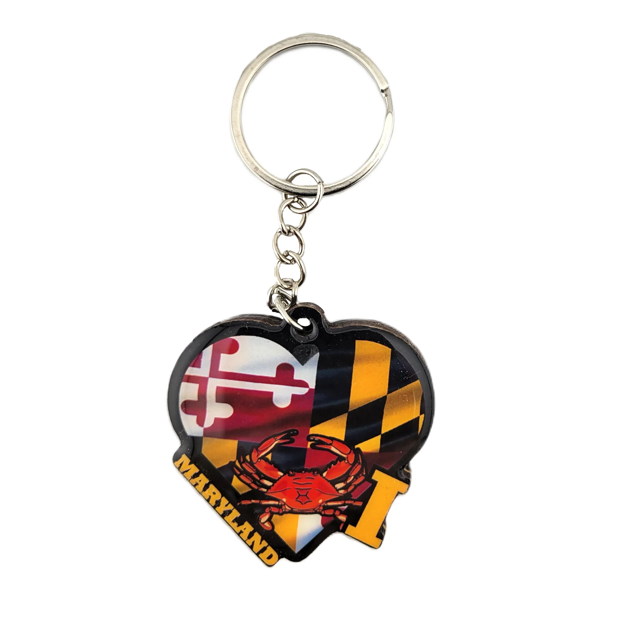 I Love Maryland Heart, Crab and Flag Key Ring - Image 3