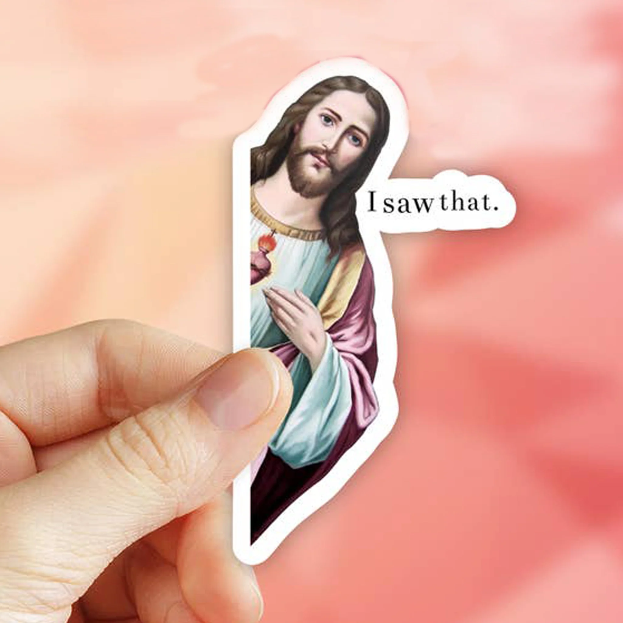 I Saw That. Jesus Vinyl Sticker - Image 2