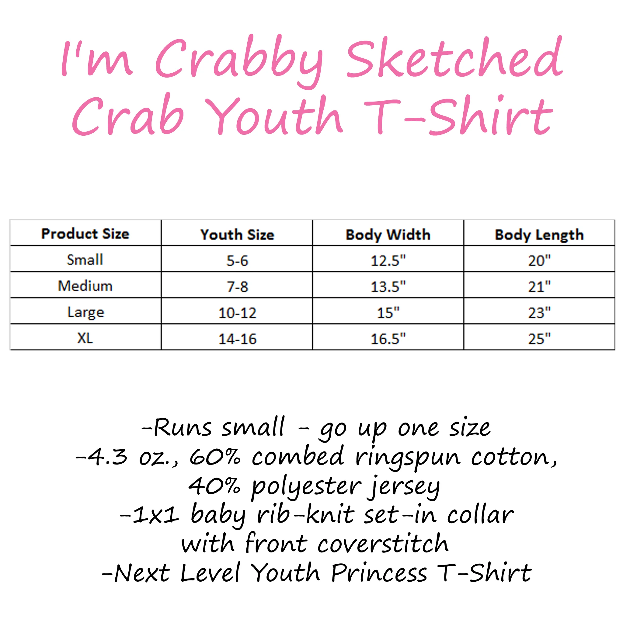 I'm Crabby Sketched Crab Youth T-Shirt - Assorted Colors - Image 4