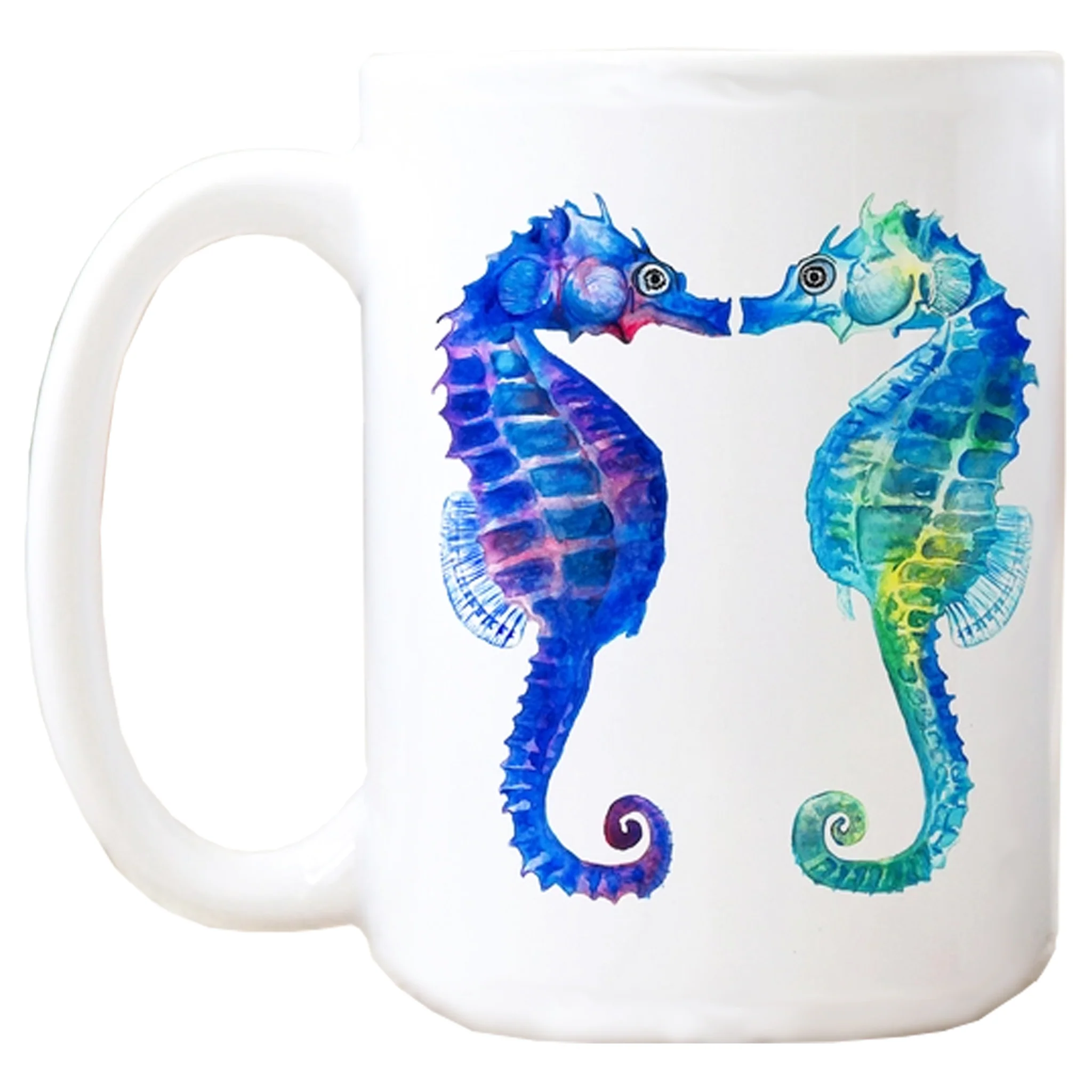 Kissing Sea Horse Watercolor Art - Mug or Print - Image 2