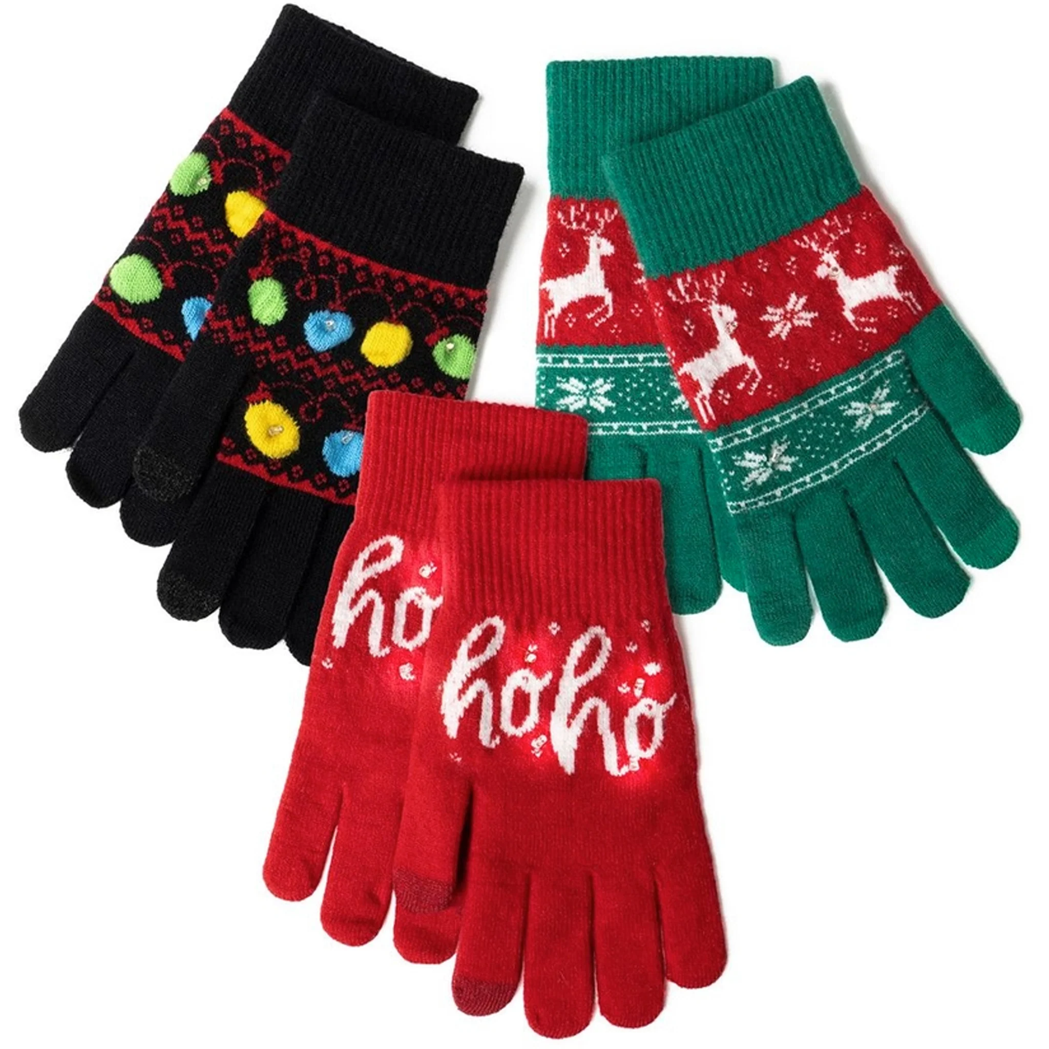Light-Up Holiday Gloves Assorted Designs