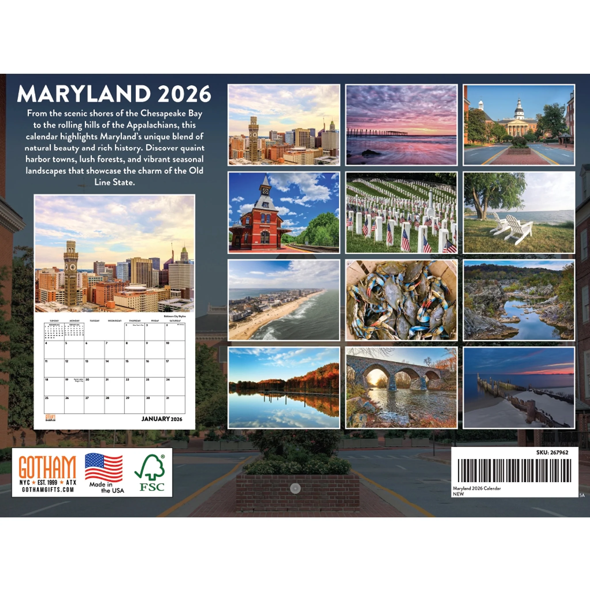 Maryland 2026 Wall Calendar 12" x 18" *SALE* - Image 2