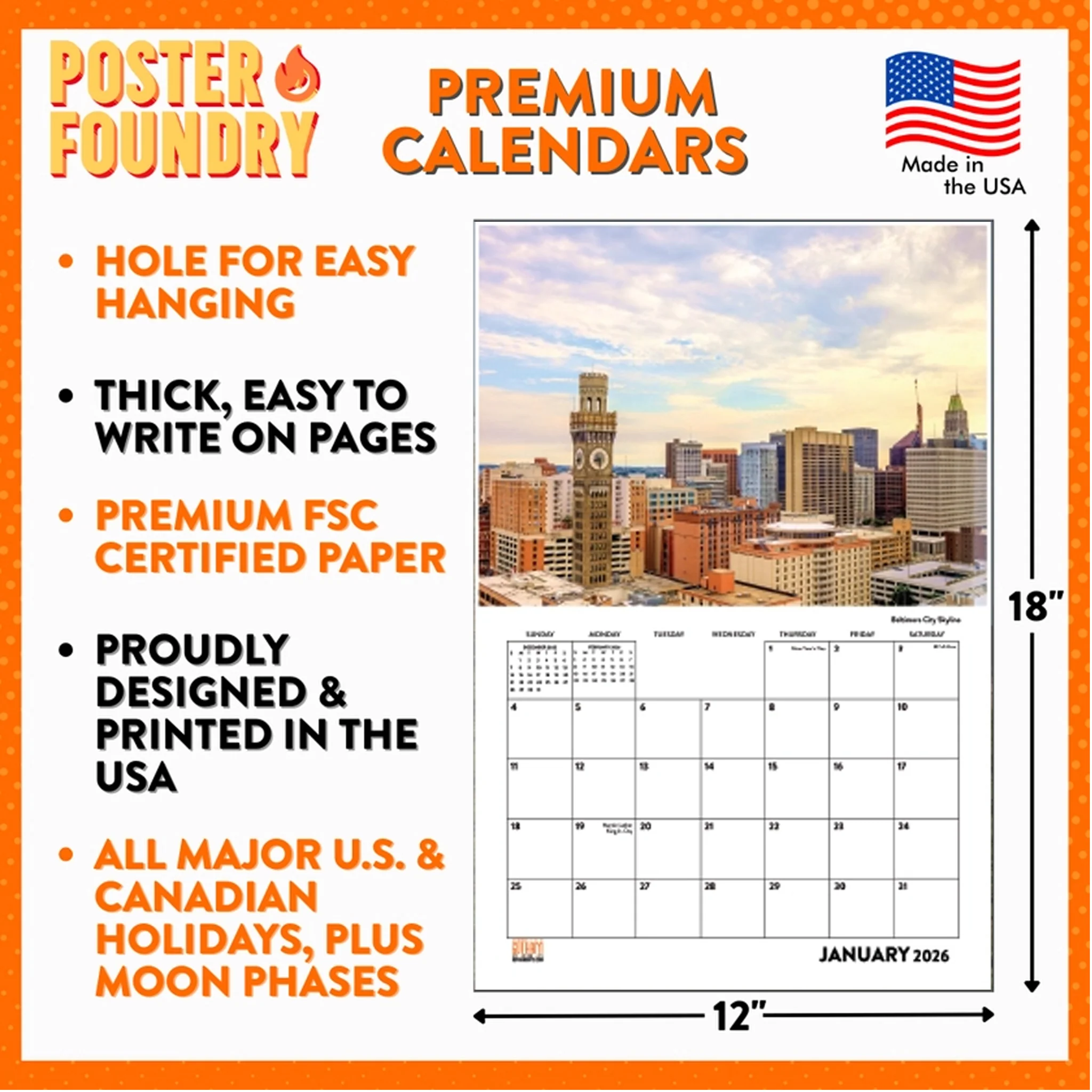 Maryland 2026 Wall Calendar 12" x 18" *SALE* - Image 4