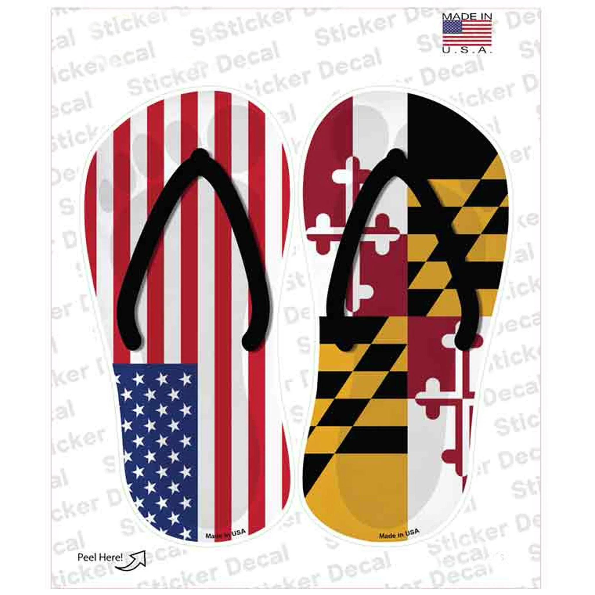 Maryland & American Flags Flip Flops Sticker - Image 2
