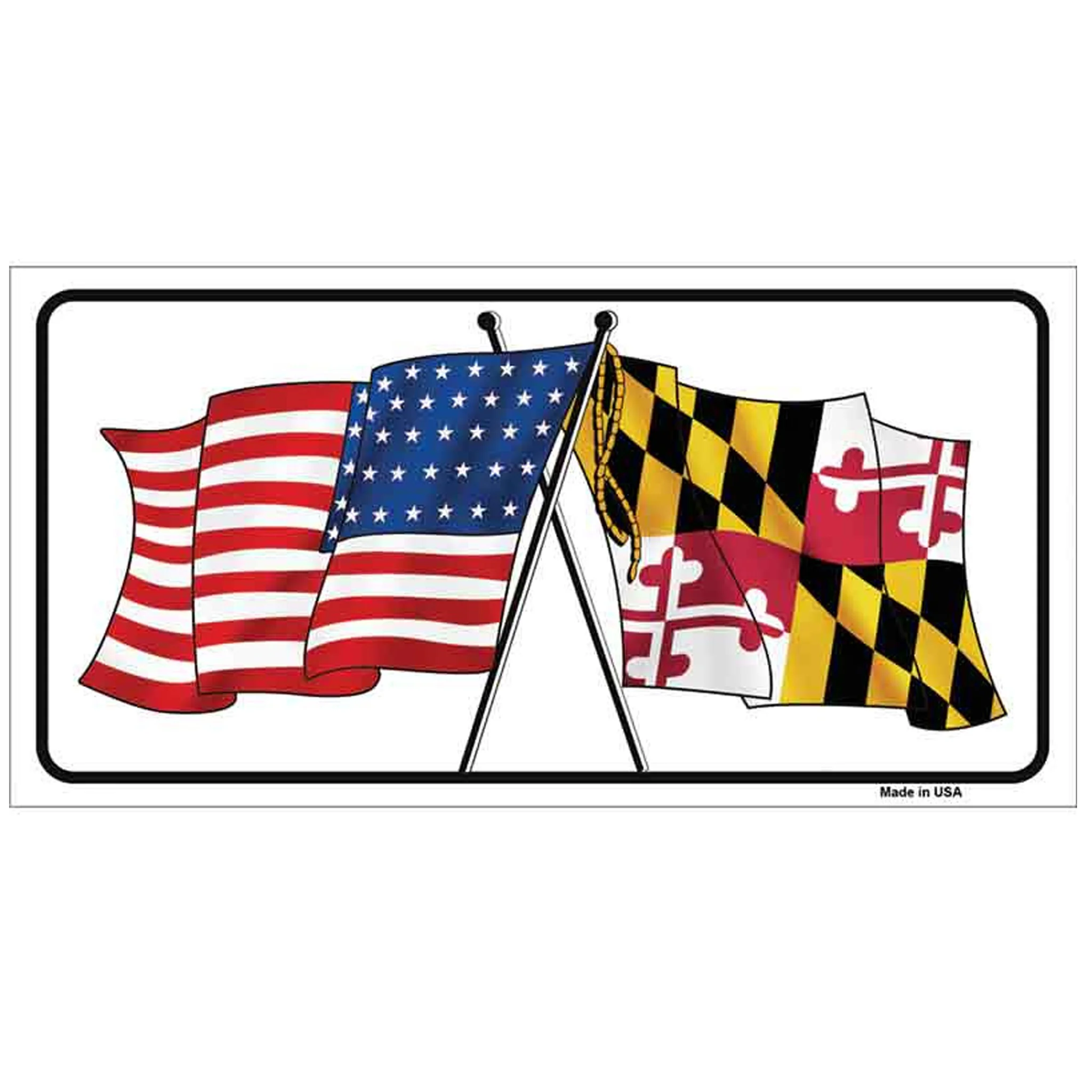 Maryland Crossed USA Flag Sticker Decal