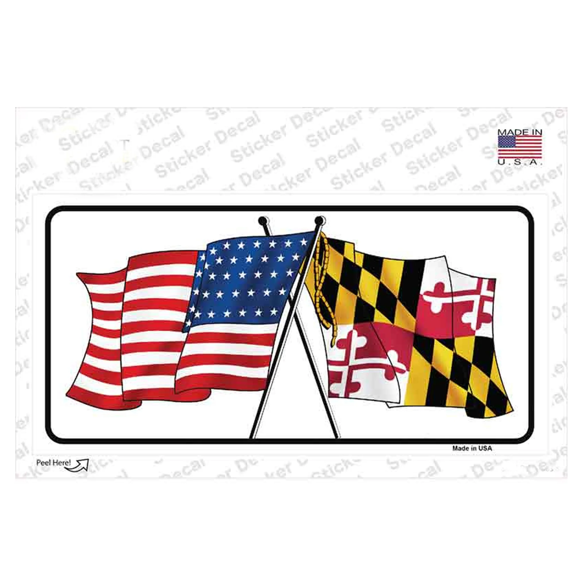 Maryland Crossed USA Flag Sticker Decal - Image 2