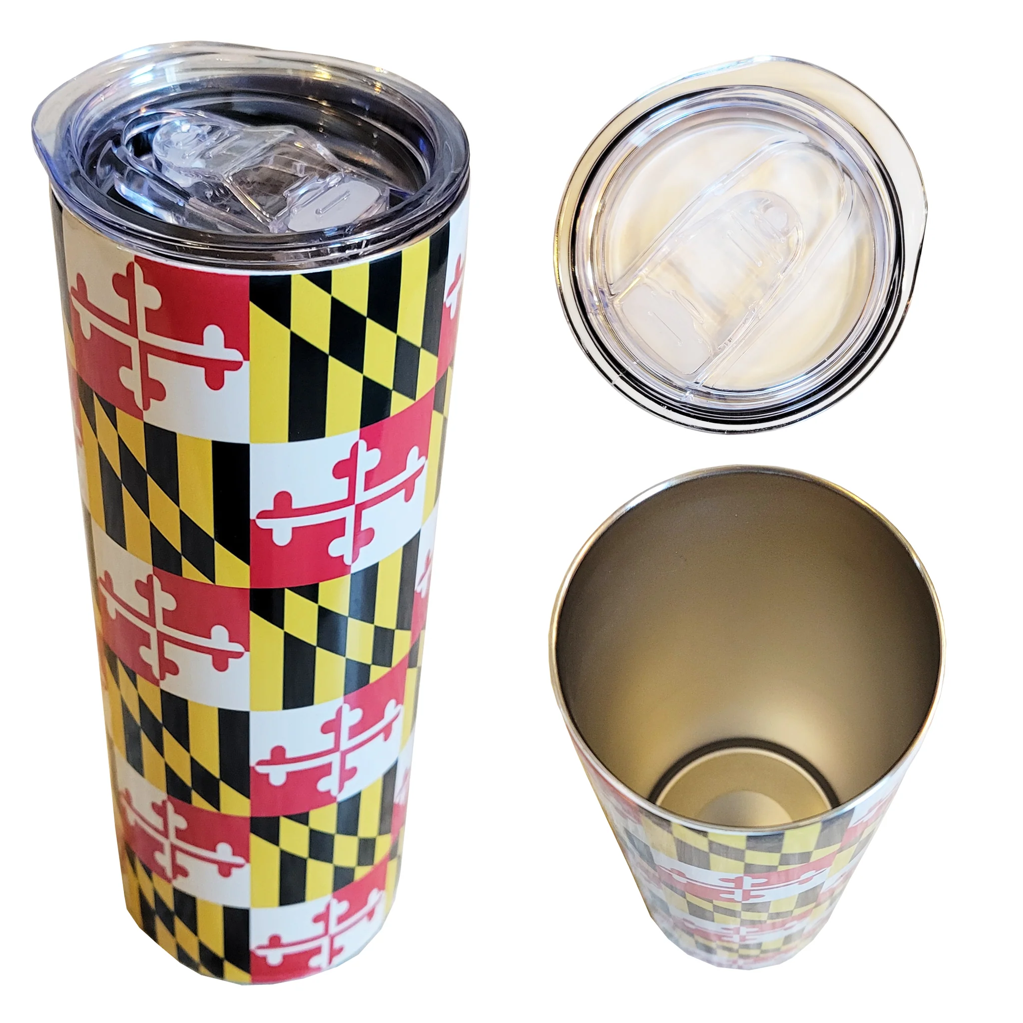 Maryland Flag 20oz Stainless Steel Skinny Tumbler - Image 3