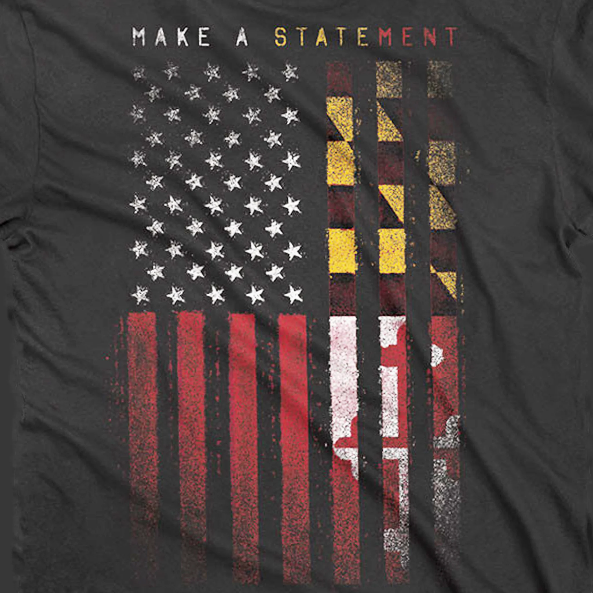 Maryland Flag and USA Flag Statement T-Shirt - Image 2