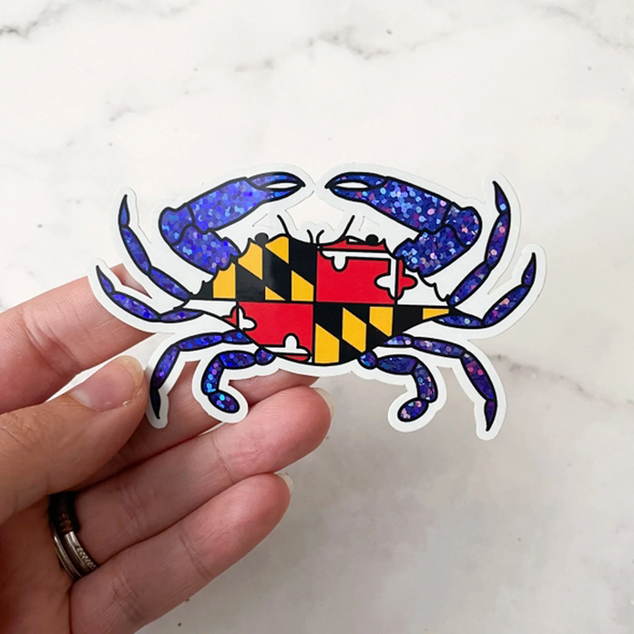 Maryland Flag Crab Glitter Claws Vinyl Sticker - Image 3