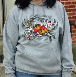 Maryland Flag Ripped Crab Hoodie Sweatshirt - Image 4