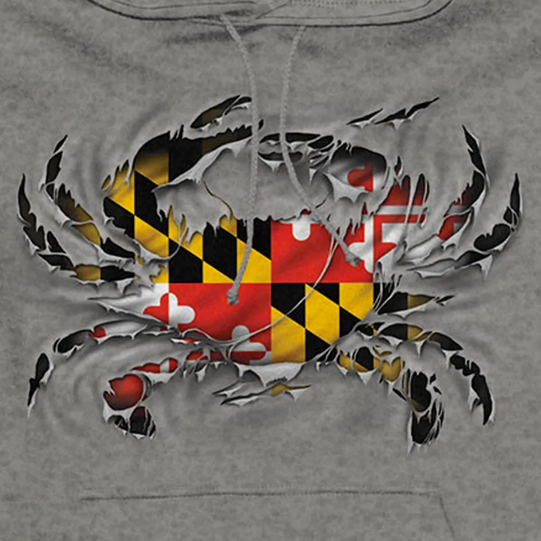 Maryland Flag Ripped Crab Hoodie Sweatshirt - Image 6