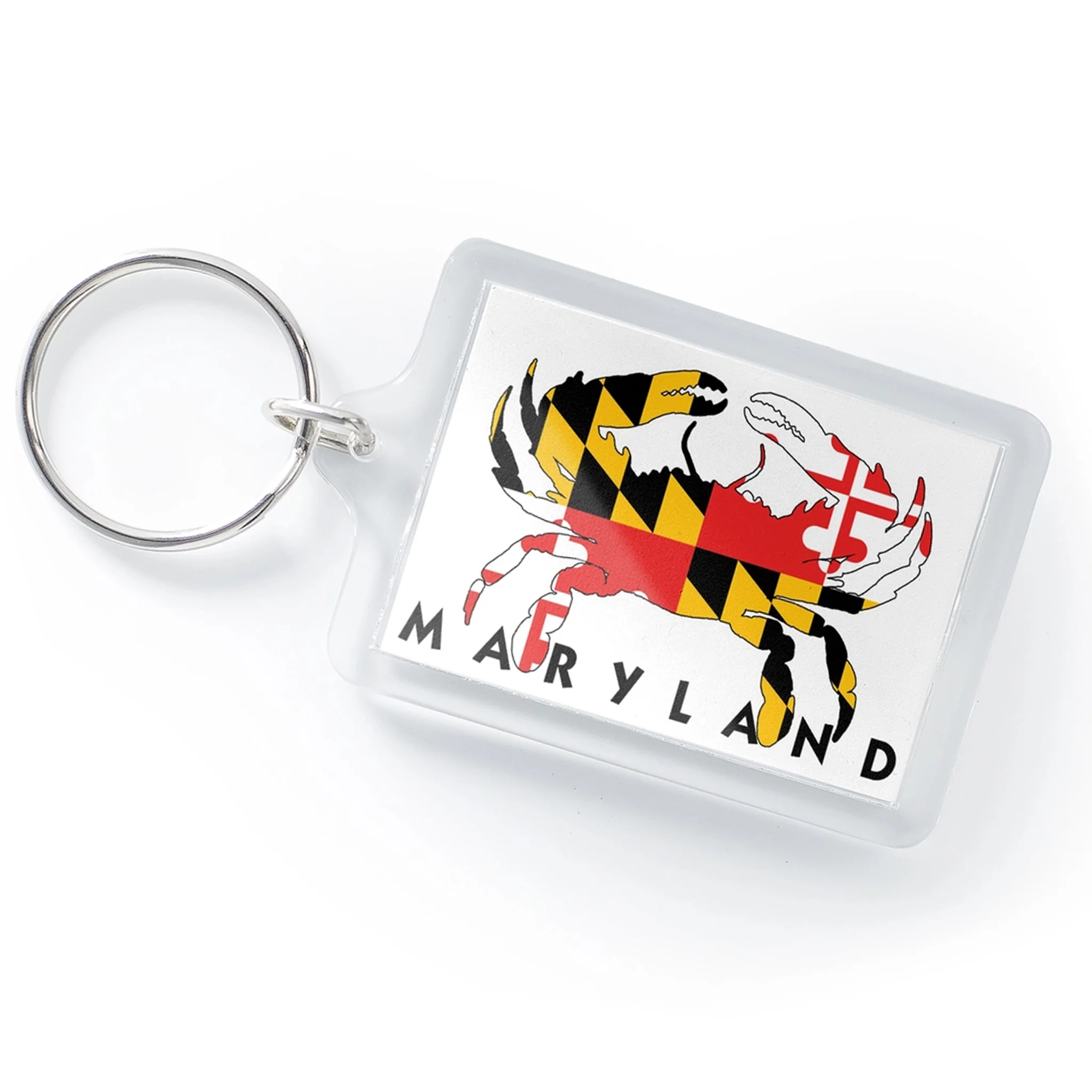Maryland Flag Crab Lucite Keychain