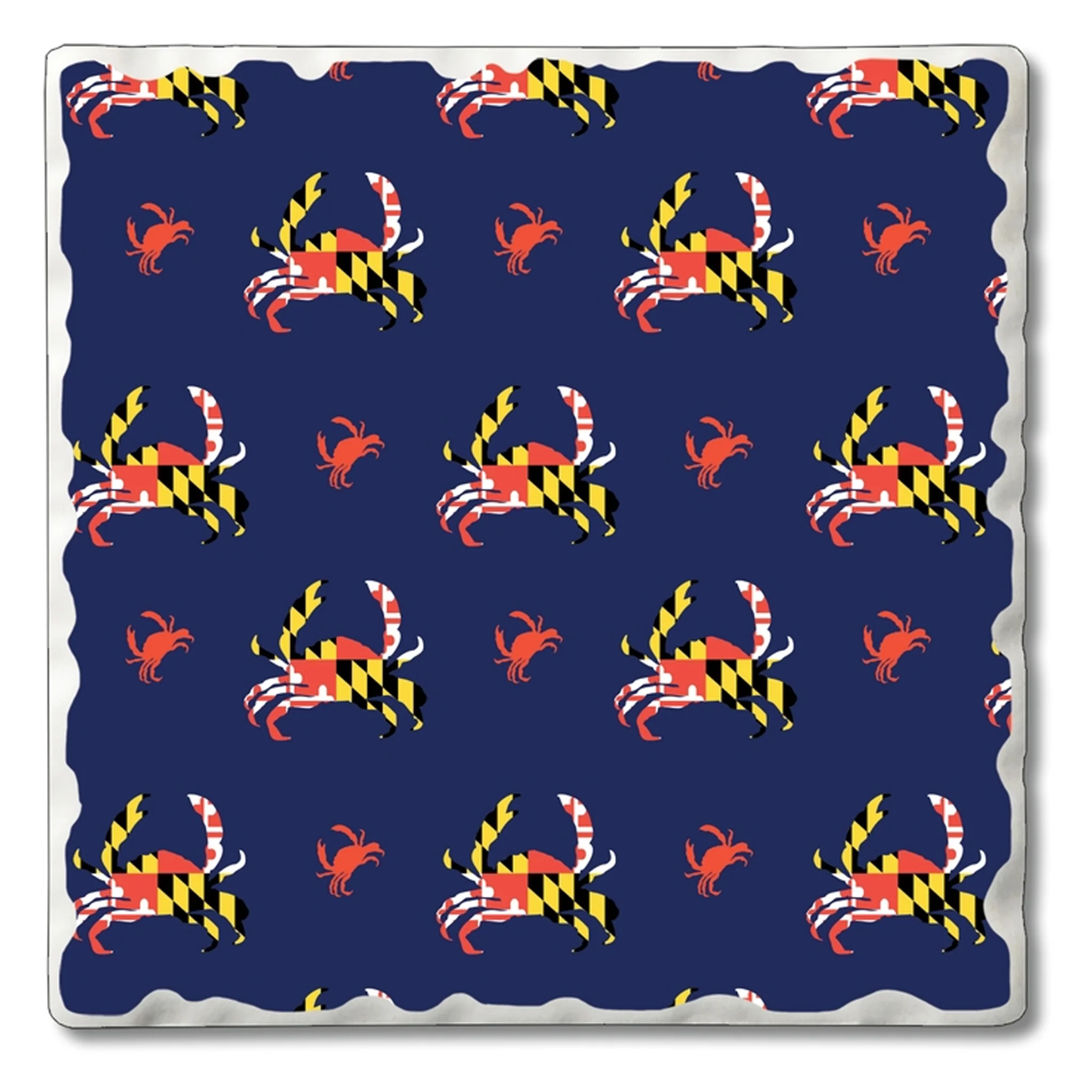 Maryland Flag Crab Tumbled Edge Stone Drink Coaster