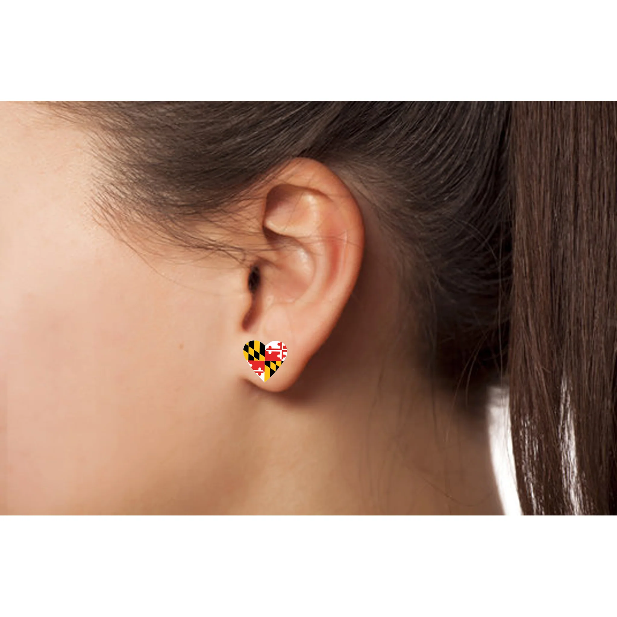 Maryland Flag Heart - Post Earrings - Image 2