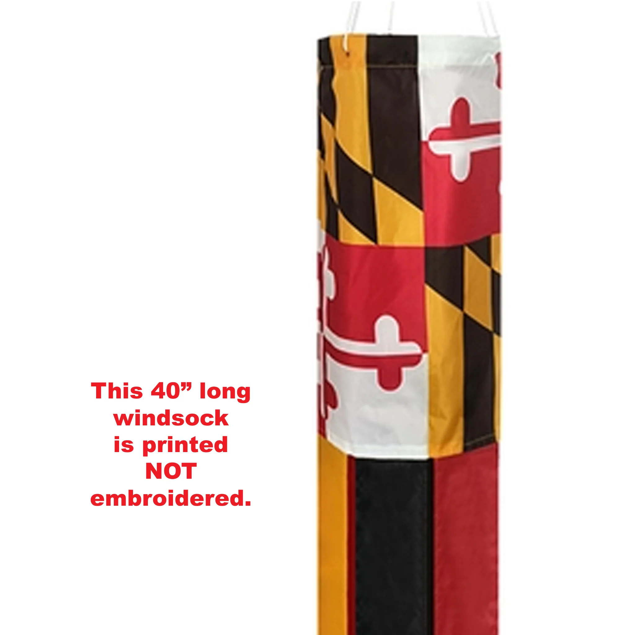 Maryland Flag Printed 40" Large Windsock - Image 2