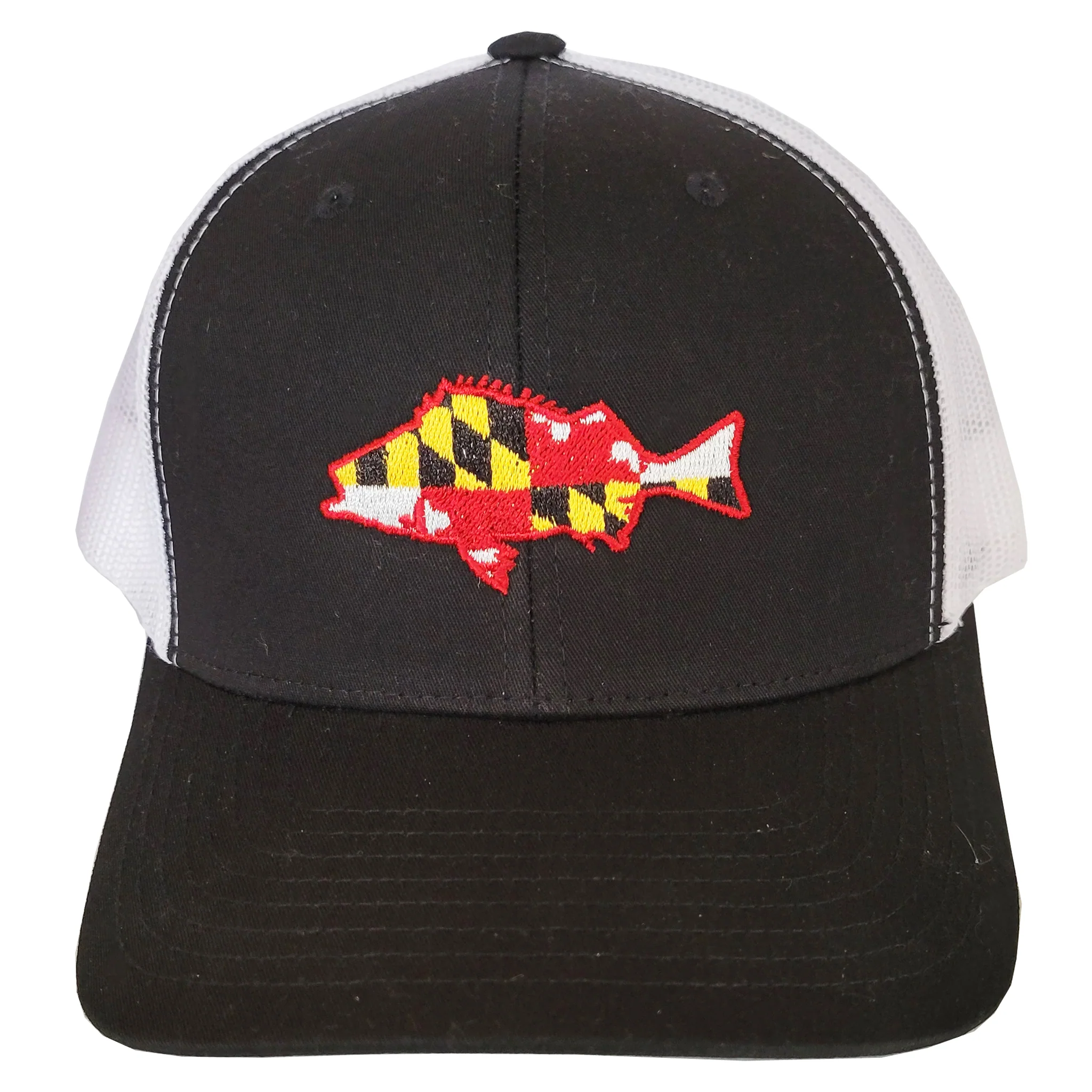 Maryland Flag Rockfish Black & White Trucker Hat