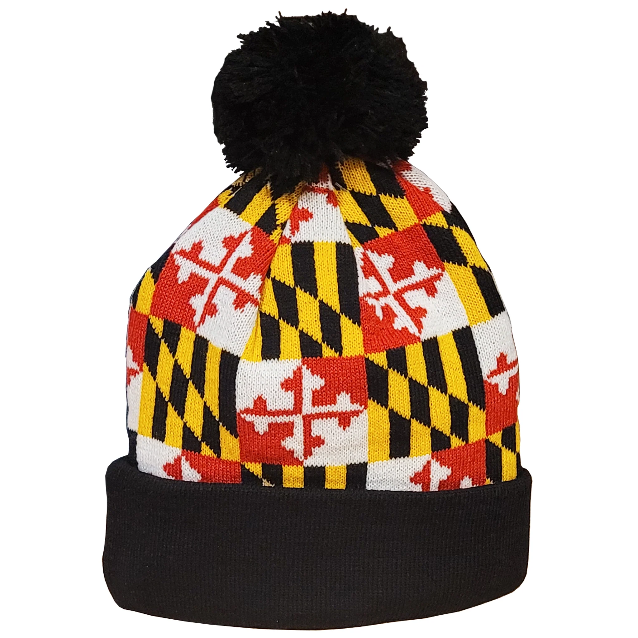 Maryland Flag Winter Knit Pom Pom Hat