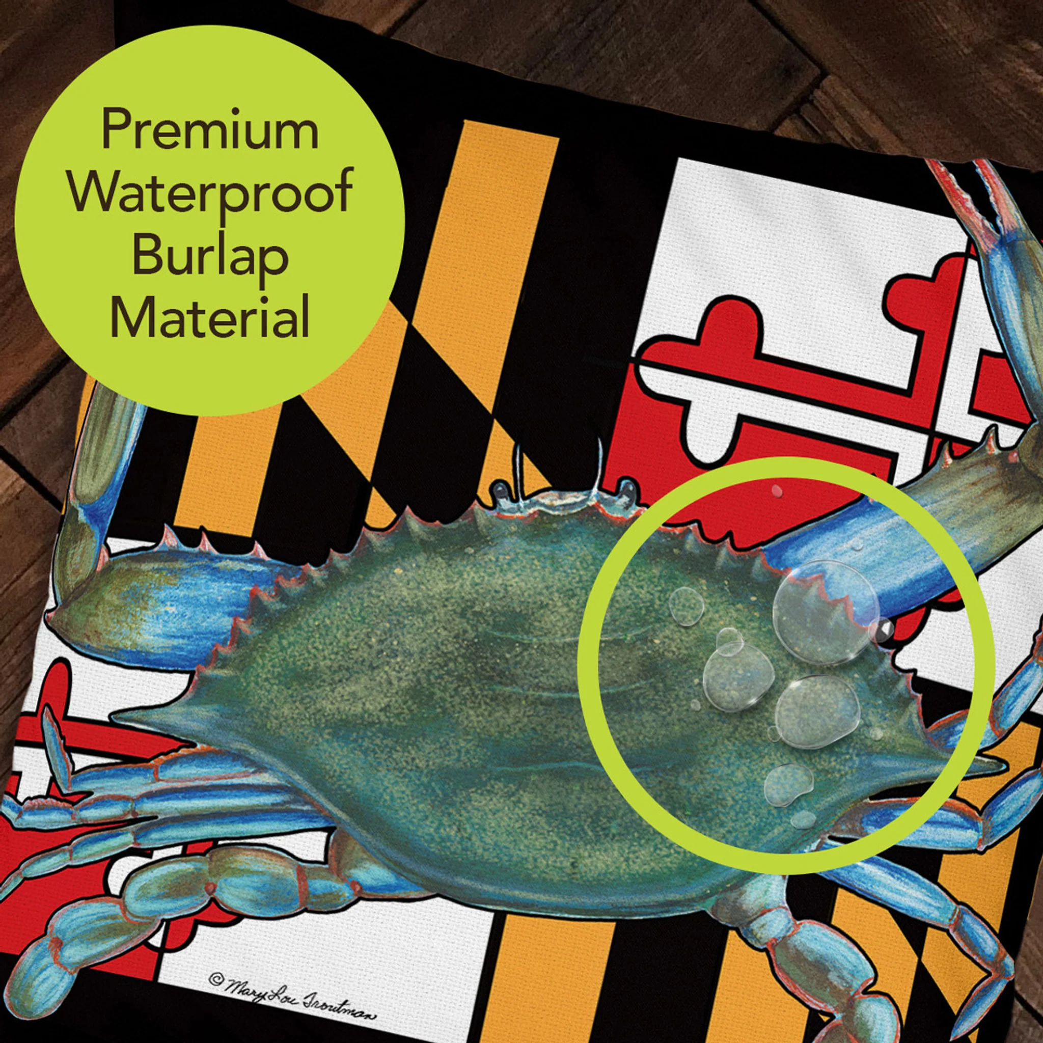 Maryland Flag with Natural Crab Pillow - Image 3