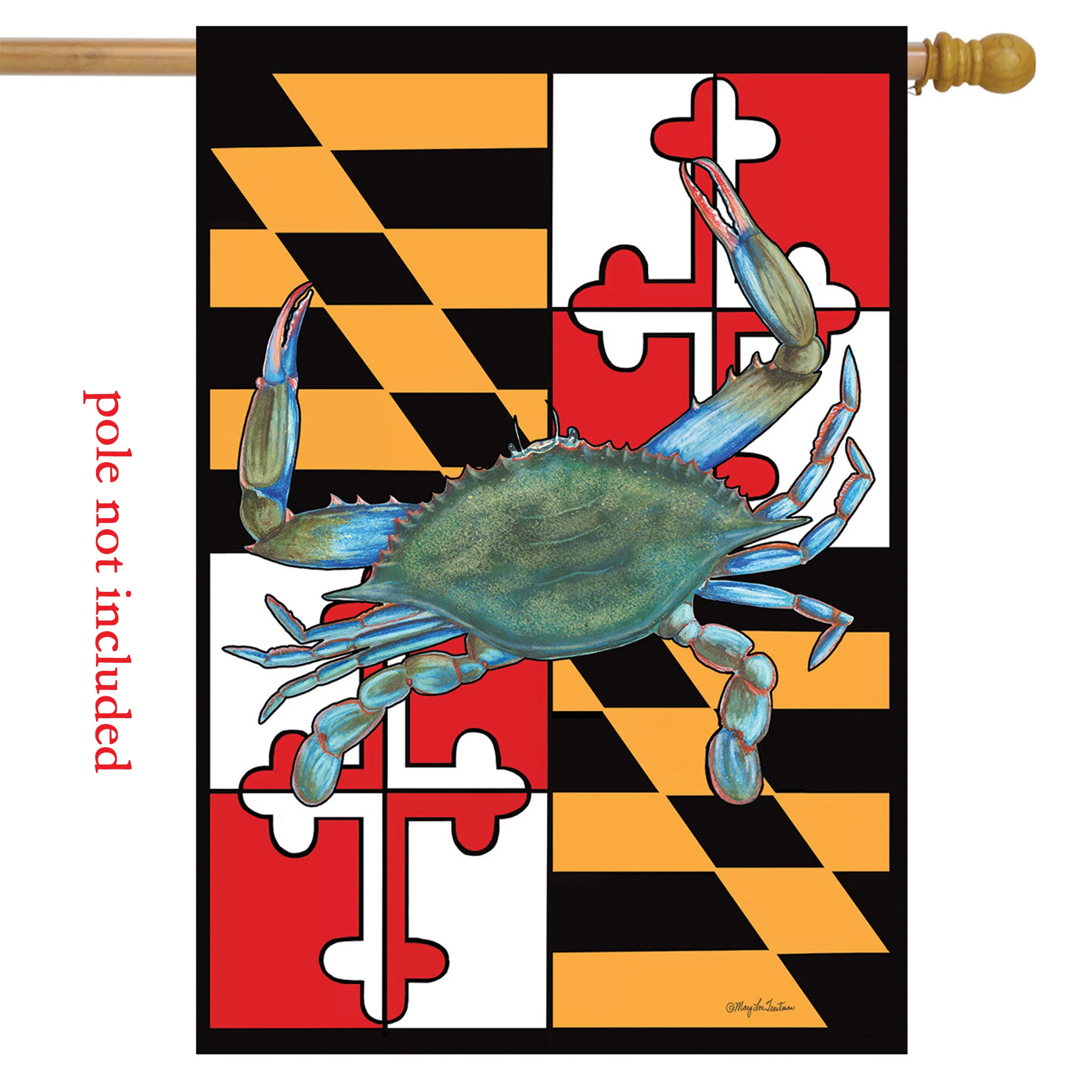 Maryland Flag with Natural Crab (Sleeve) Flag - Image 4