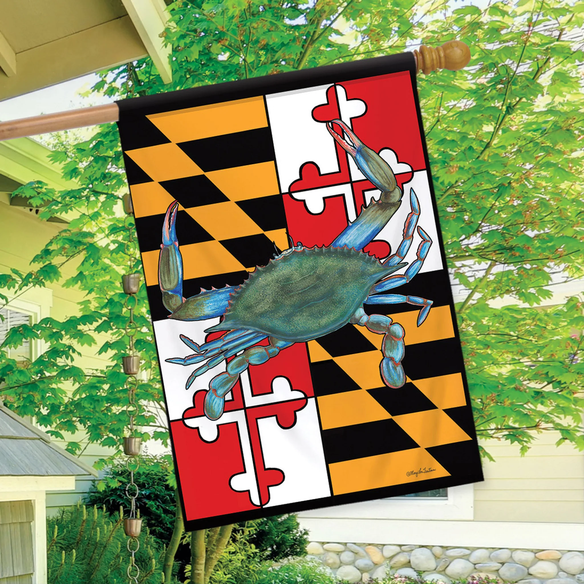 Maryland Flag with Natural Crab (Sleeve) Flag - Image 5
