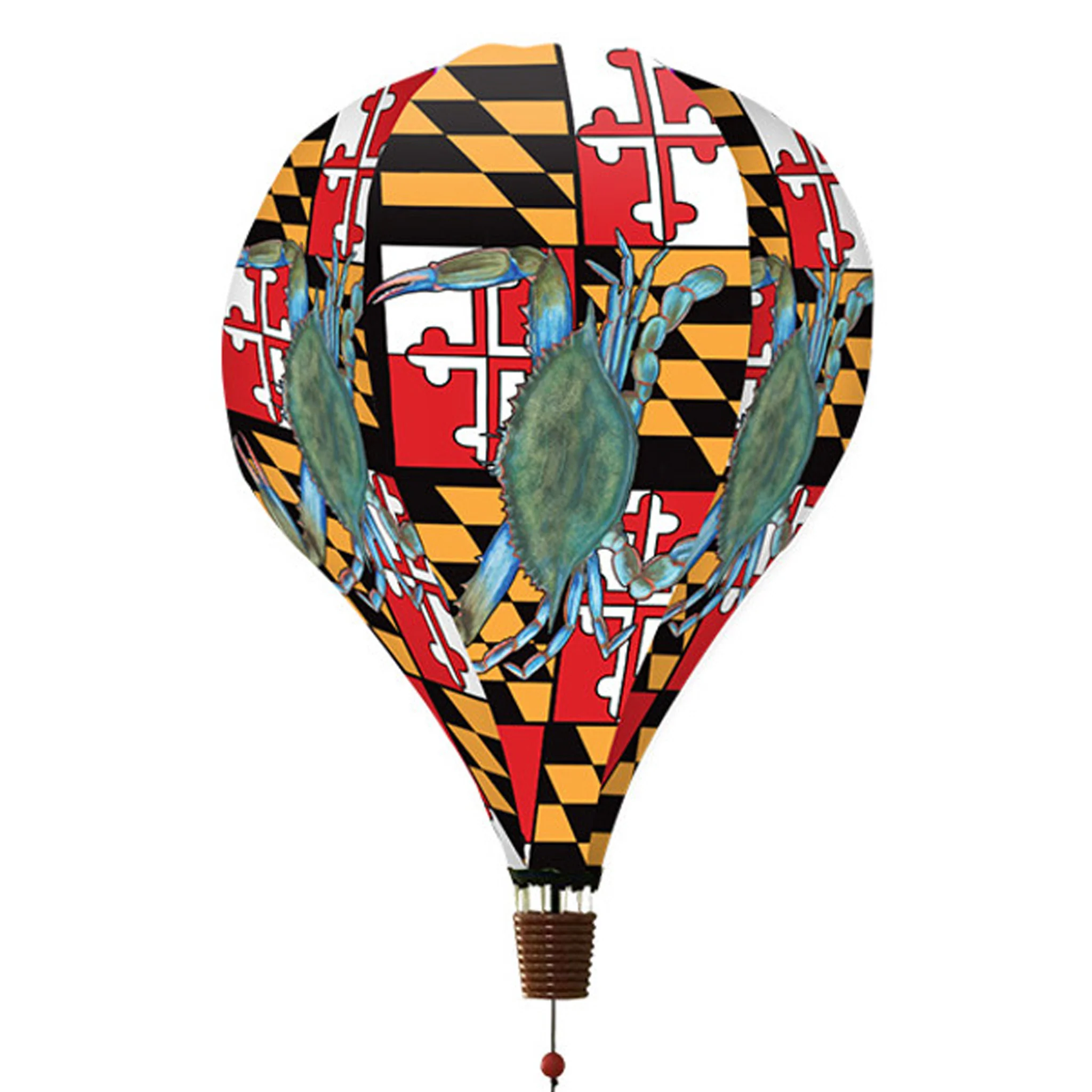 Maryland Flag with Natural Crab Hot Air Balloon Wind Twister - Image 2